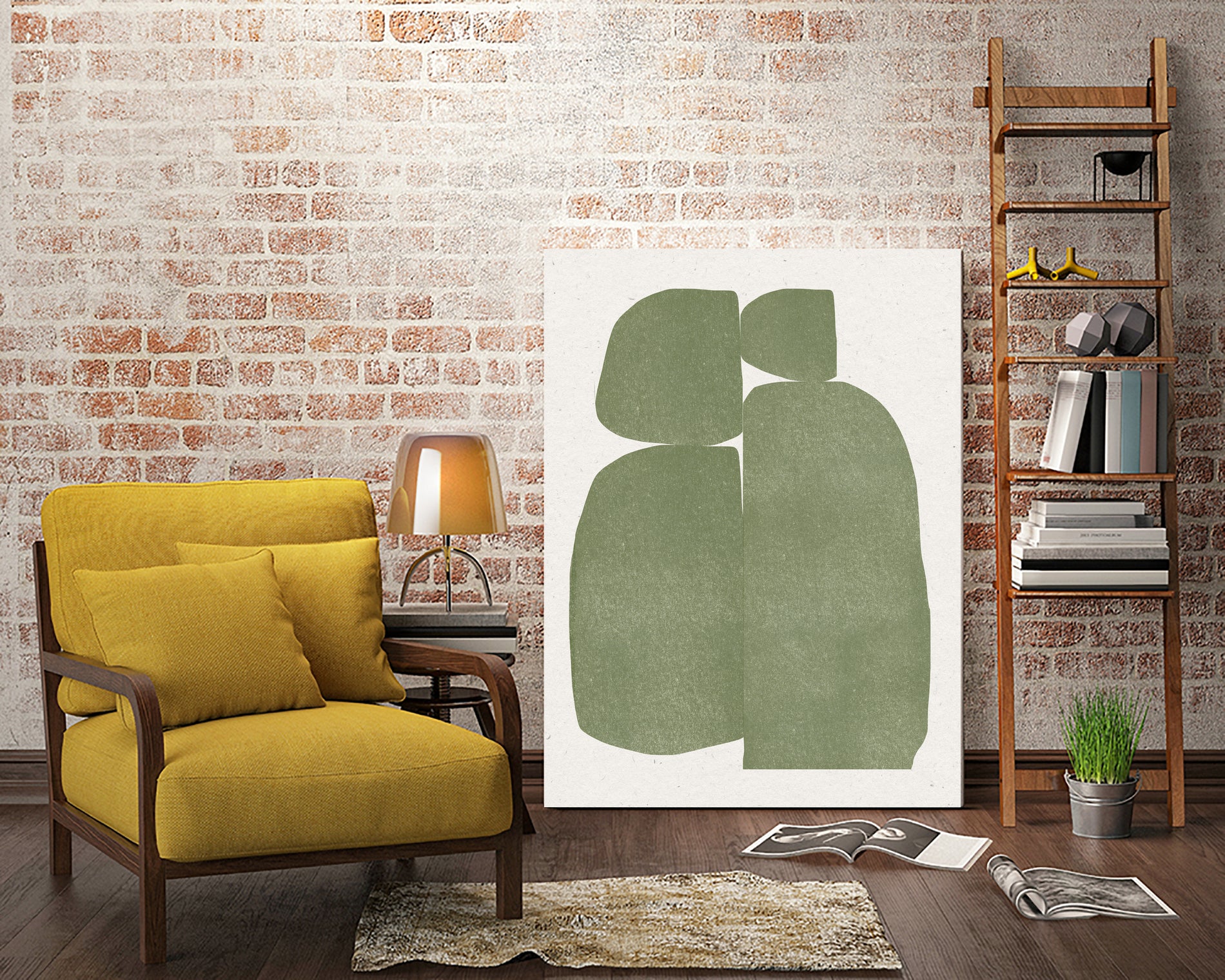 Green Stones Composition by THE on GIANT ART - shape the miuus studio