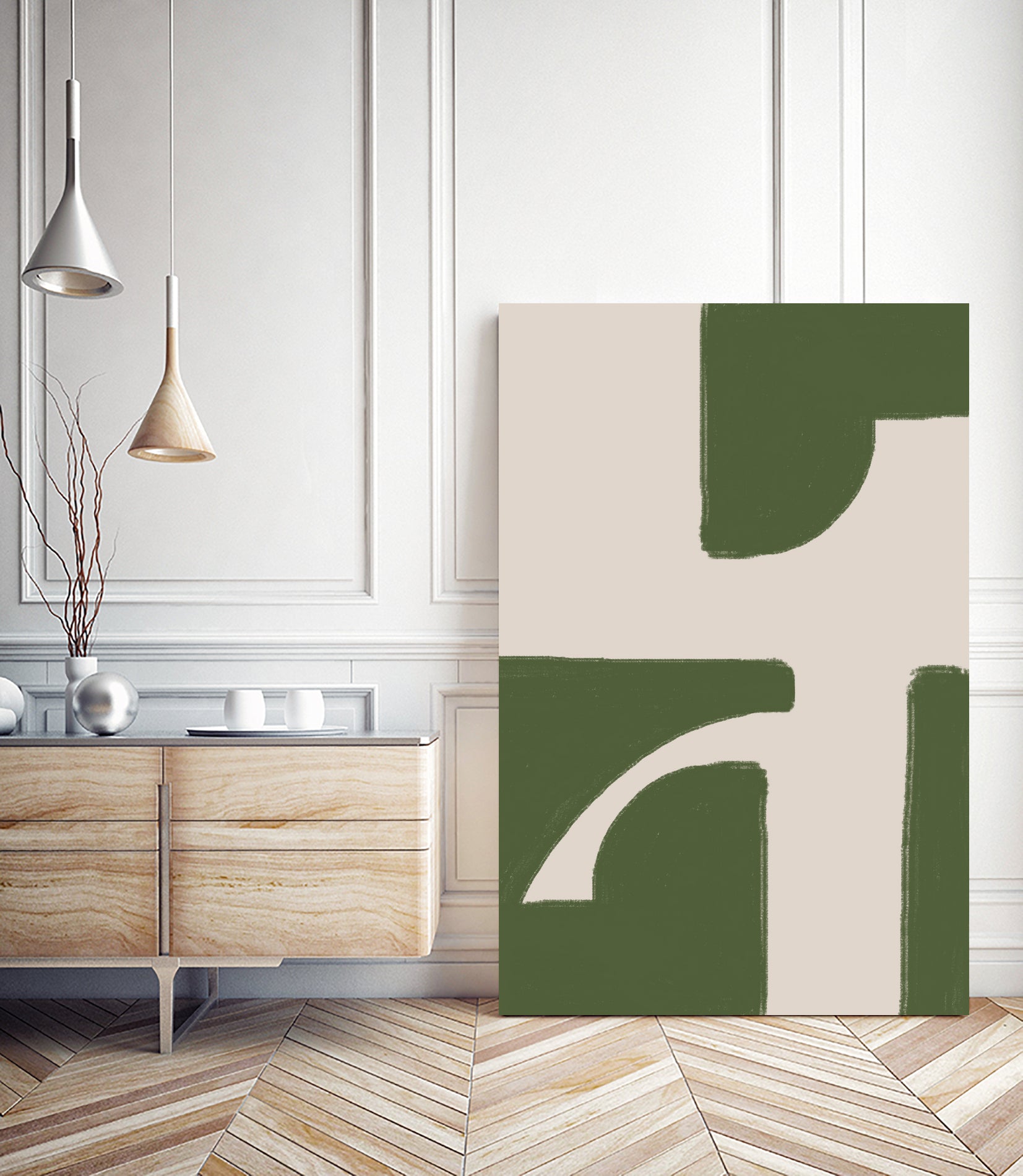 Green Beige Modern by THE on GIANT ART - illustration drawing