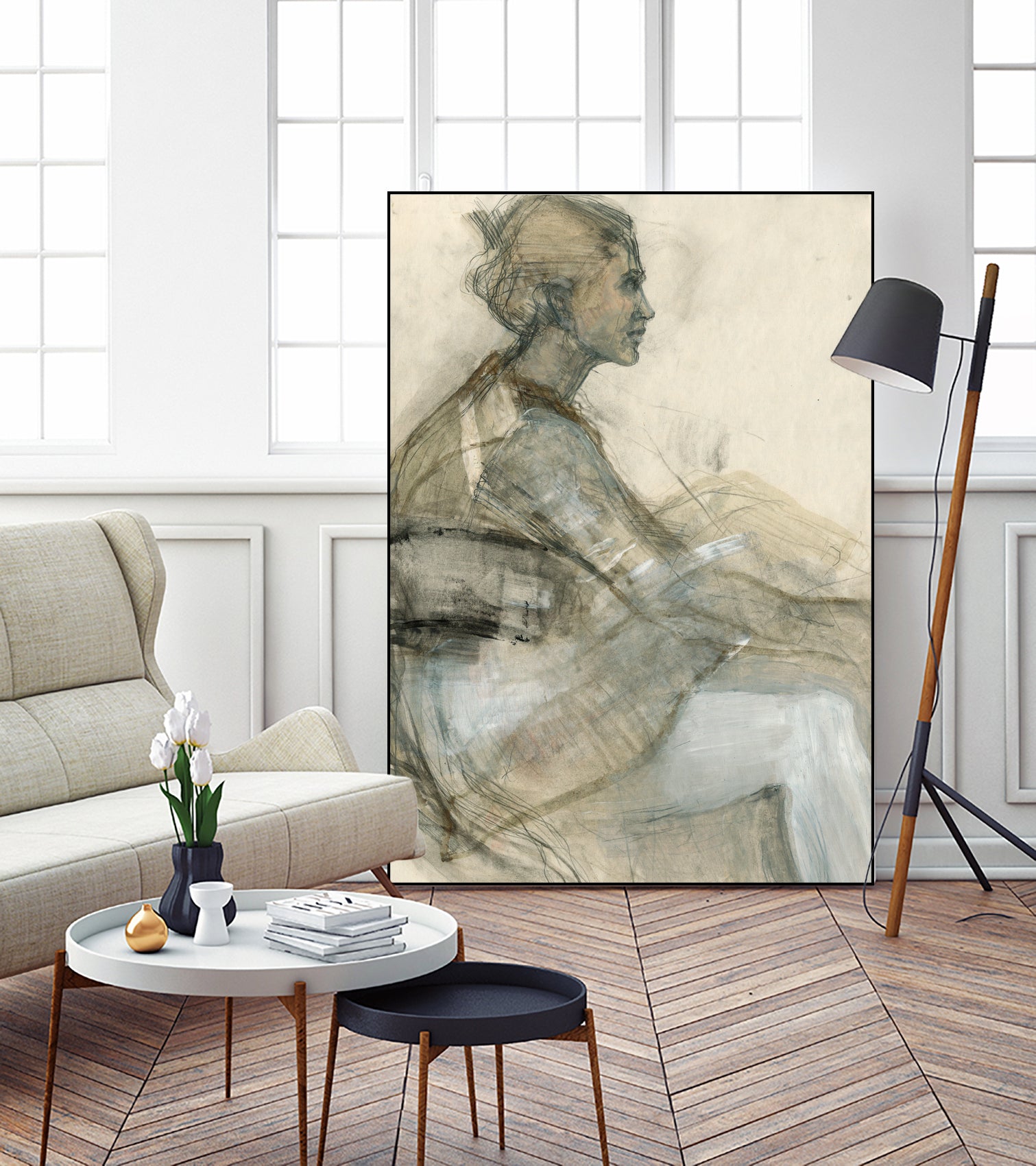 Sketch of a Woman Figure by Ute Rathmann on GIANT ART - portrait drawing figurative portrait drawing