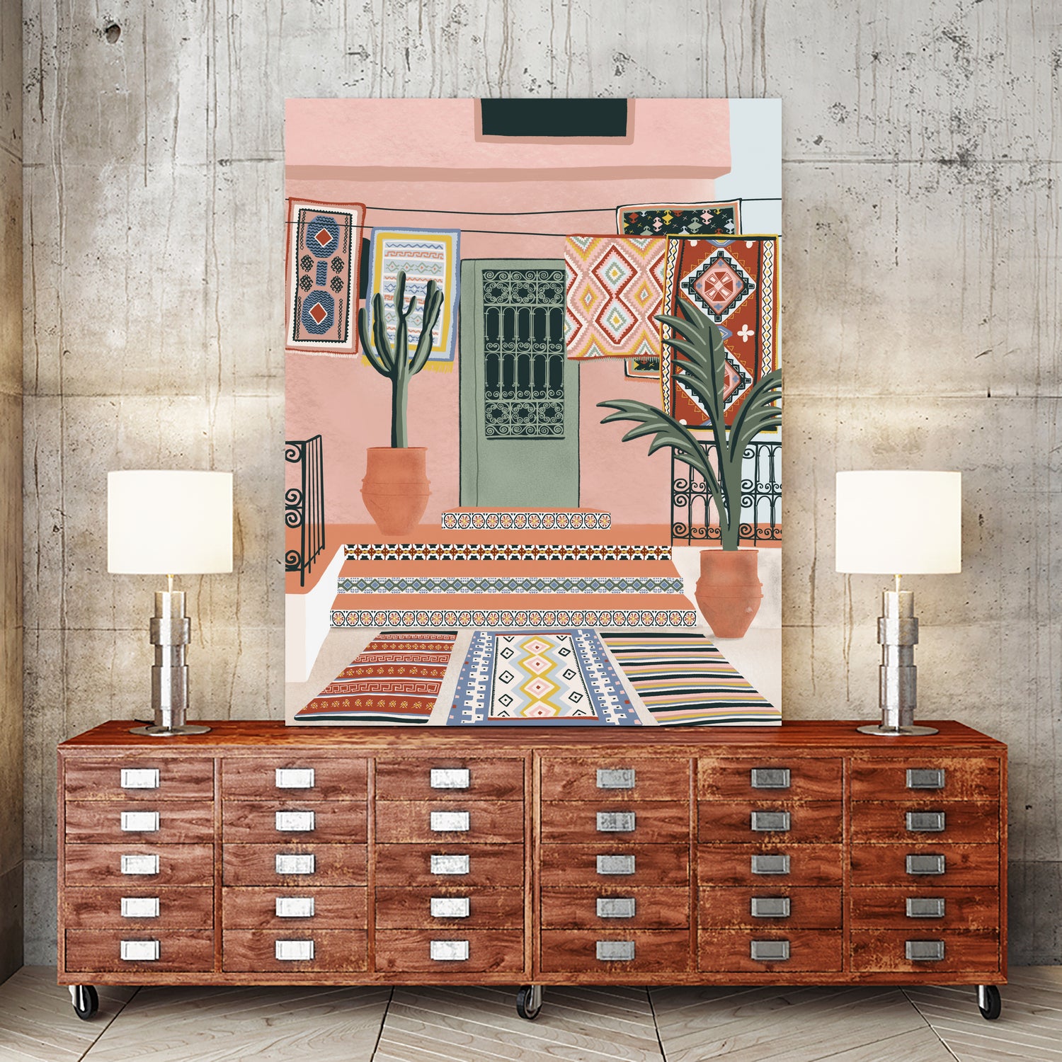 Moroccan Terrace by Ceyda on GIANT ART - illustration houseplant