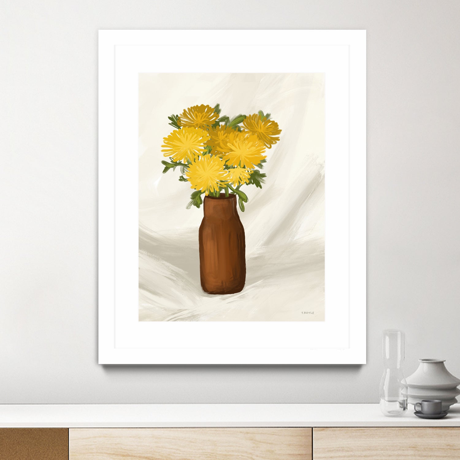 Vase of Flowers in Yellow by Tara on GIANT ART - royle
