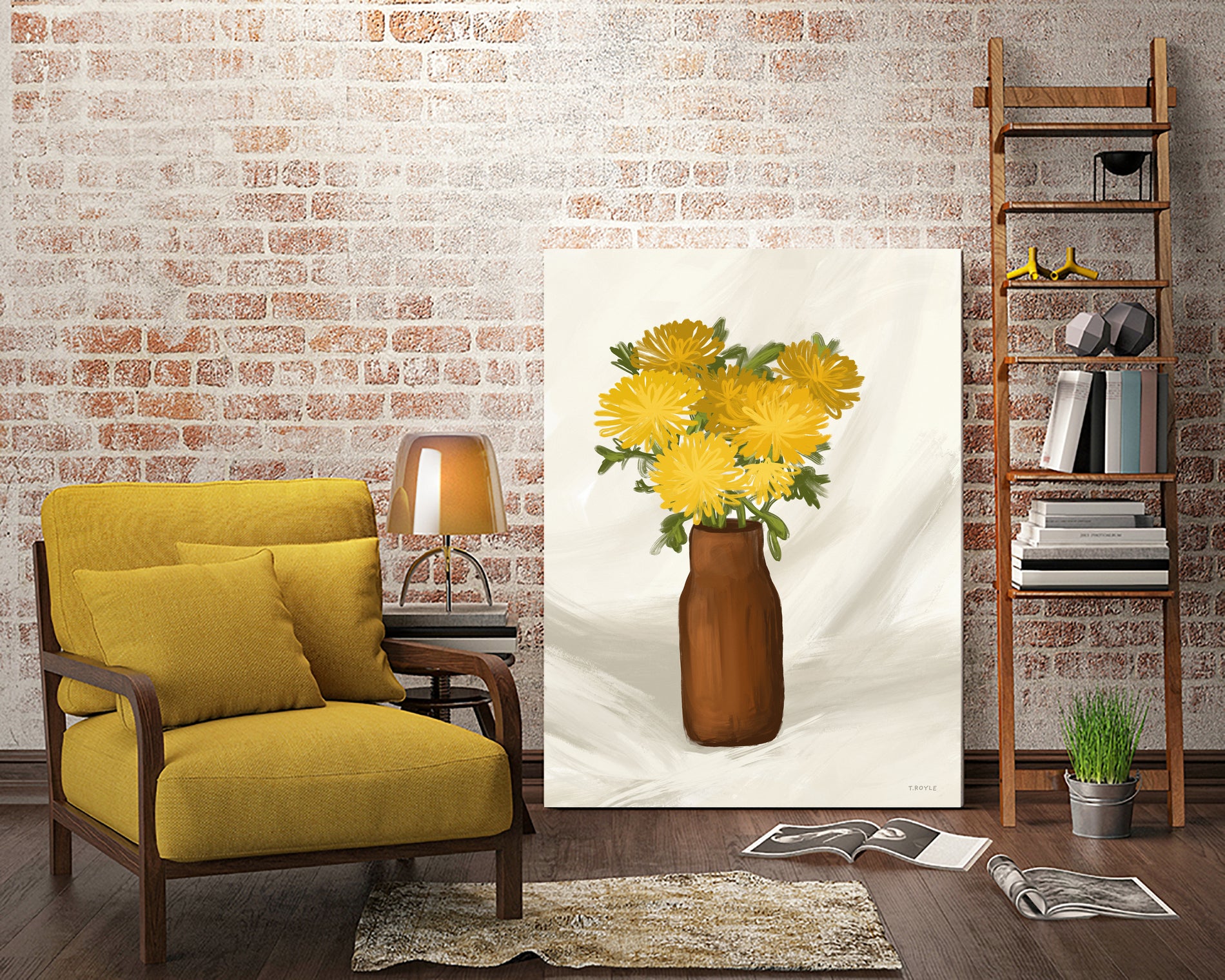 Vase of Flowers in Yellow by Tara on GIANT ART - royle