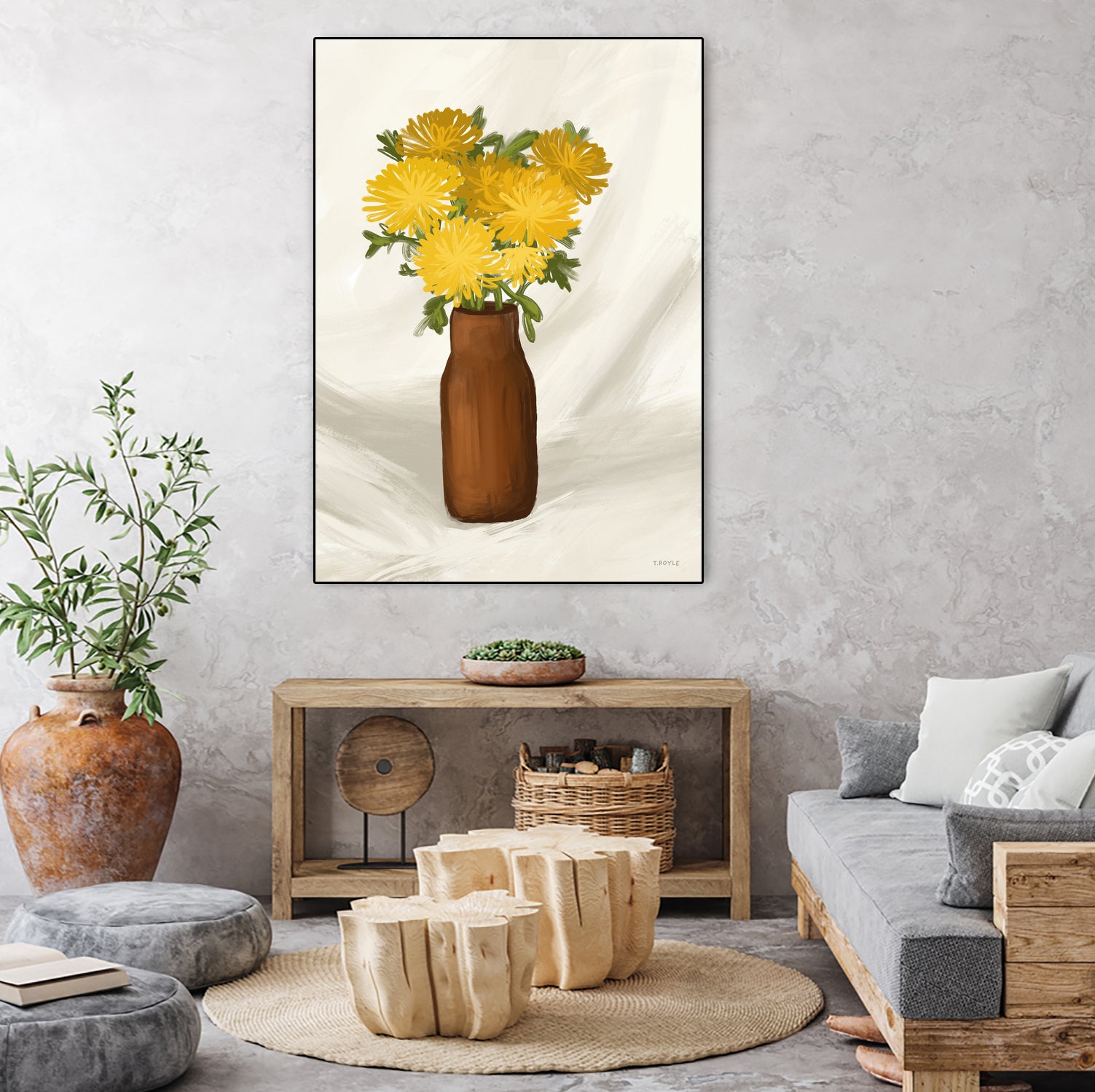 Vase of Flowers in Yellow by Tara on GIANT ART - royle