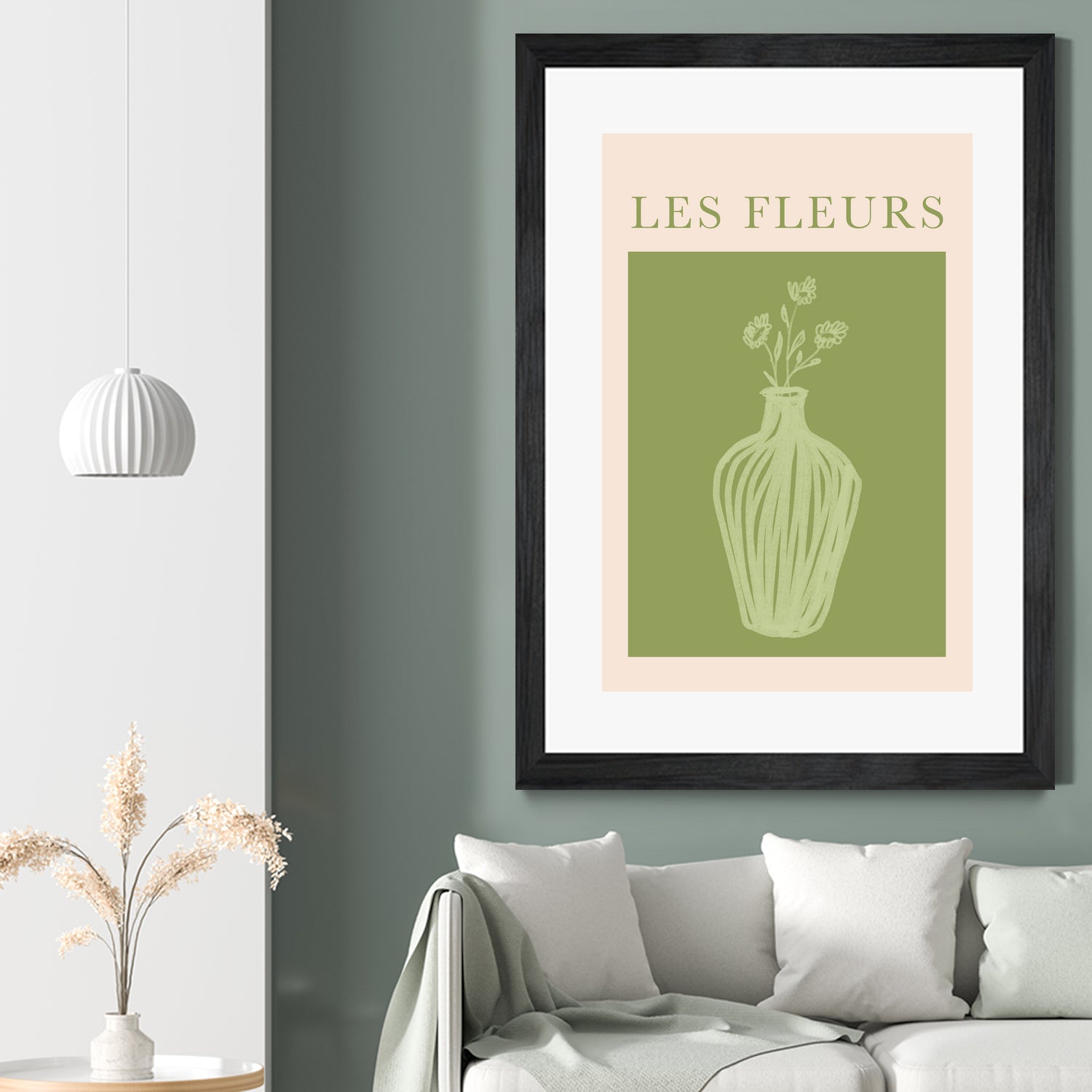 Potted Florals Beige and Green by Grace Digital Art on GIANT ART - flowers and plants text