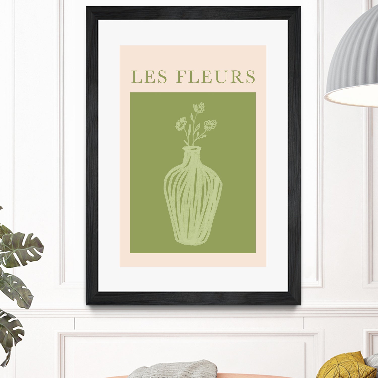 Potted Florals Beige and Green by Grace Digital Art on GIANT ART - flowers and plants text