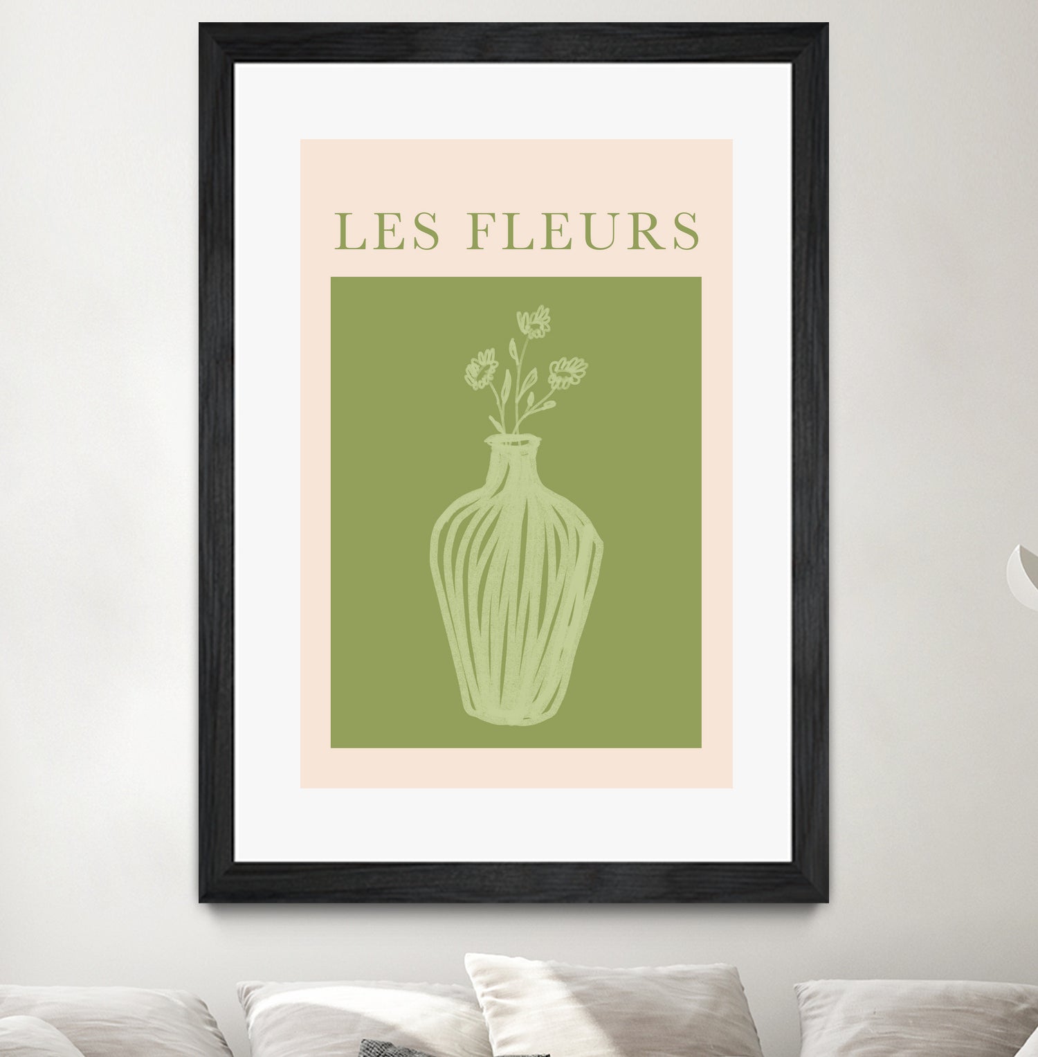 Potted Florals Beige and Green by Grace Digital Art on GIANT ART - flowers and plants text