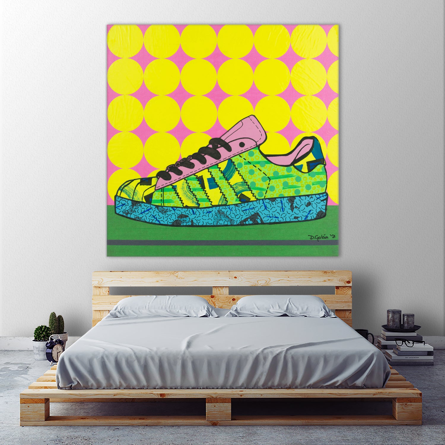 Superstar Green Pink Blue by David Galan on GIANT ART - green illustration sneeker