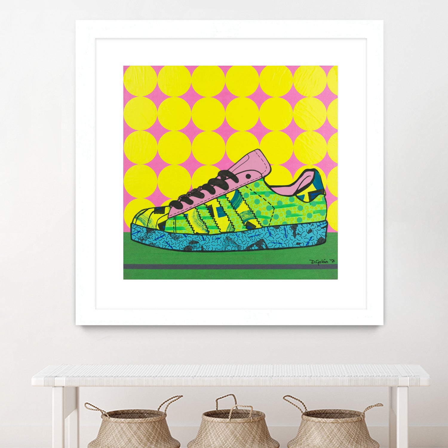 Superstar Green Pink Blue by David Galan on GIANT ART - green illustration sneeker