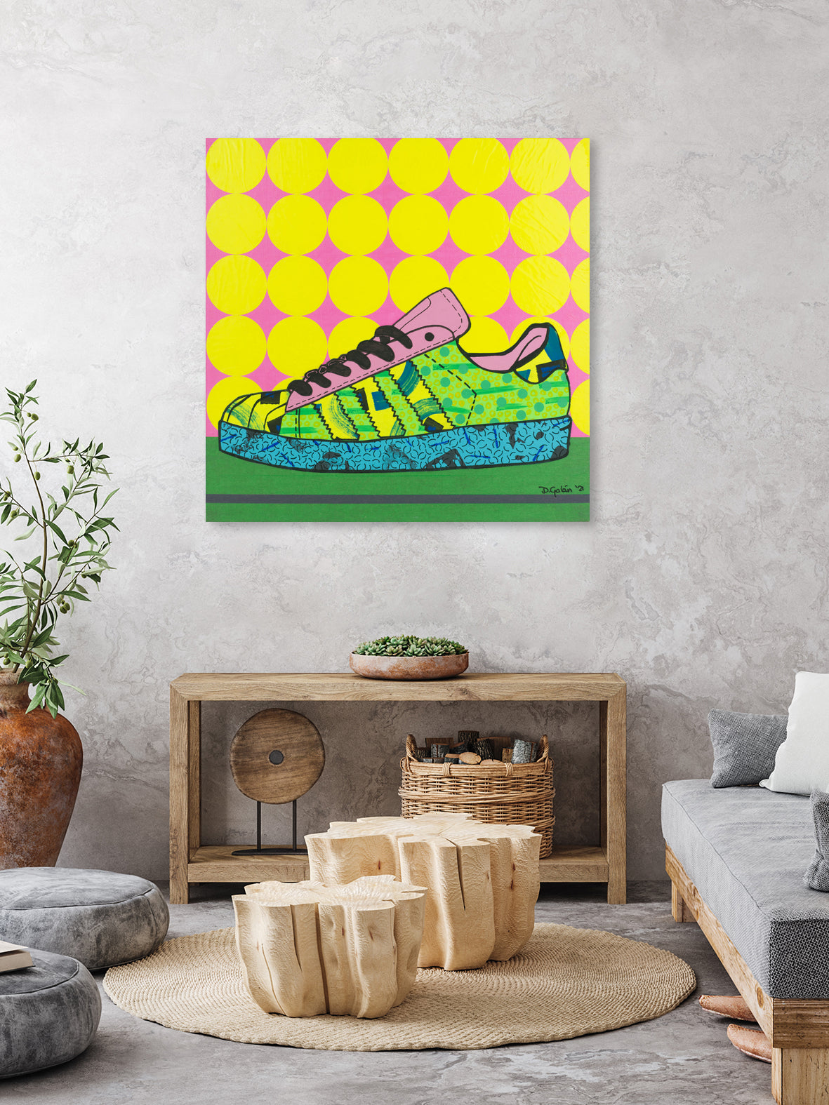 Superstar Green Pink Blue by David Galan on GIANT ART - green illustration sneeker