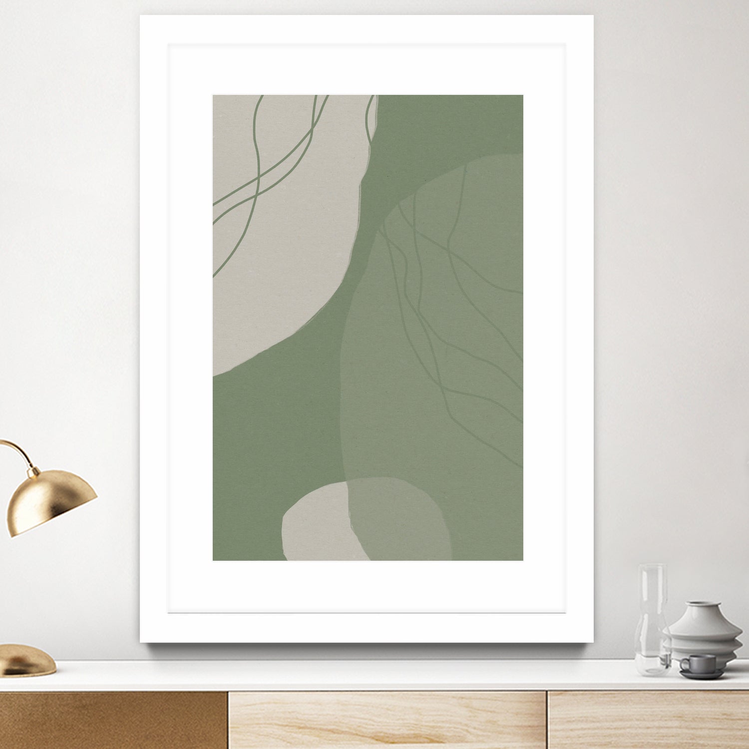 Modern Abstract Minimalist  Shapes In Sage and White  0008 by Dina Dankers on GIANT ART - abstract drawing