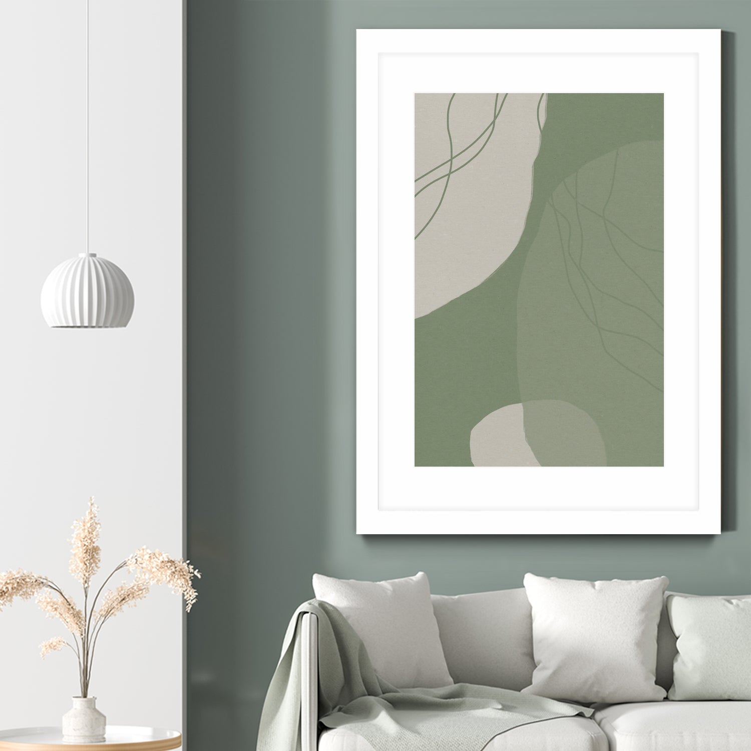 Modern Abstract Minimalist  Shapes In Sage and White  0008 by Dina Dankers on GIANT ART - abstract drawing