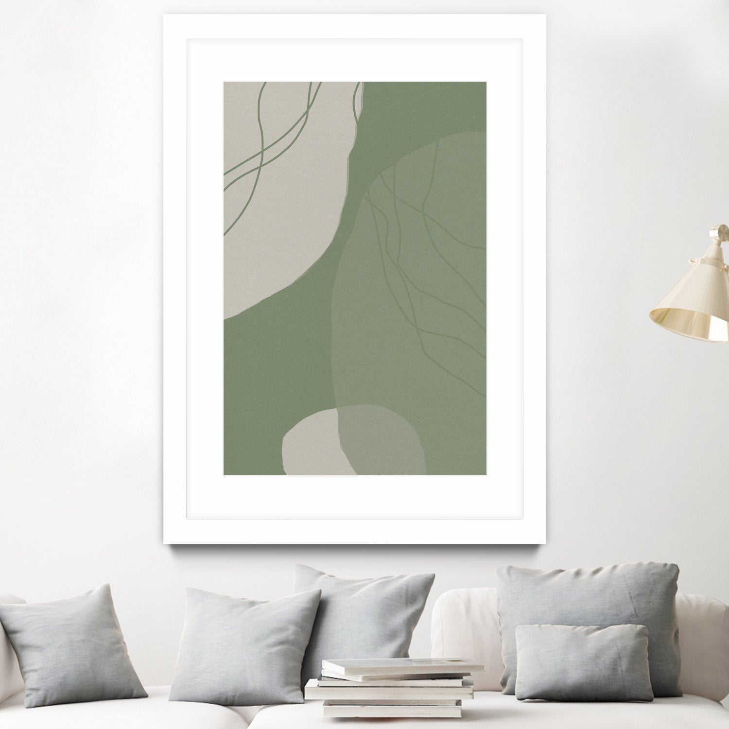 Modern Abstract Minimalist  Shapes In Sage and White  0008 by Dina Dankers on GIANT ART - abstract drawing