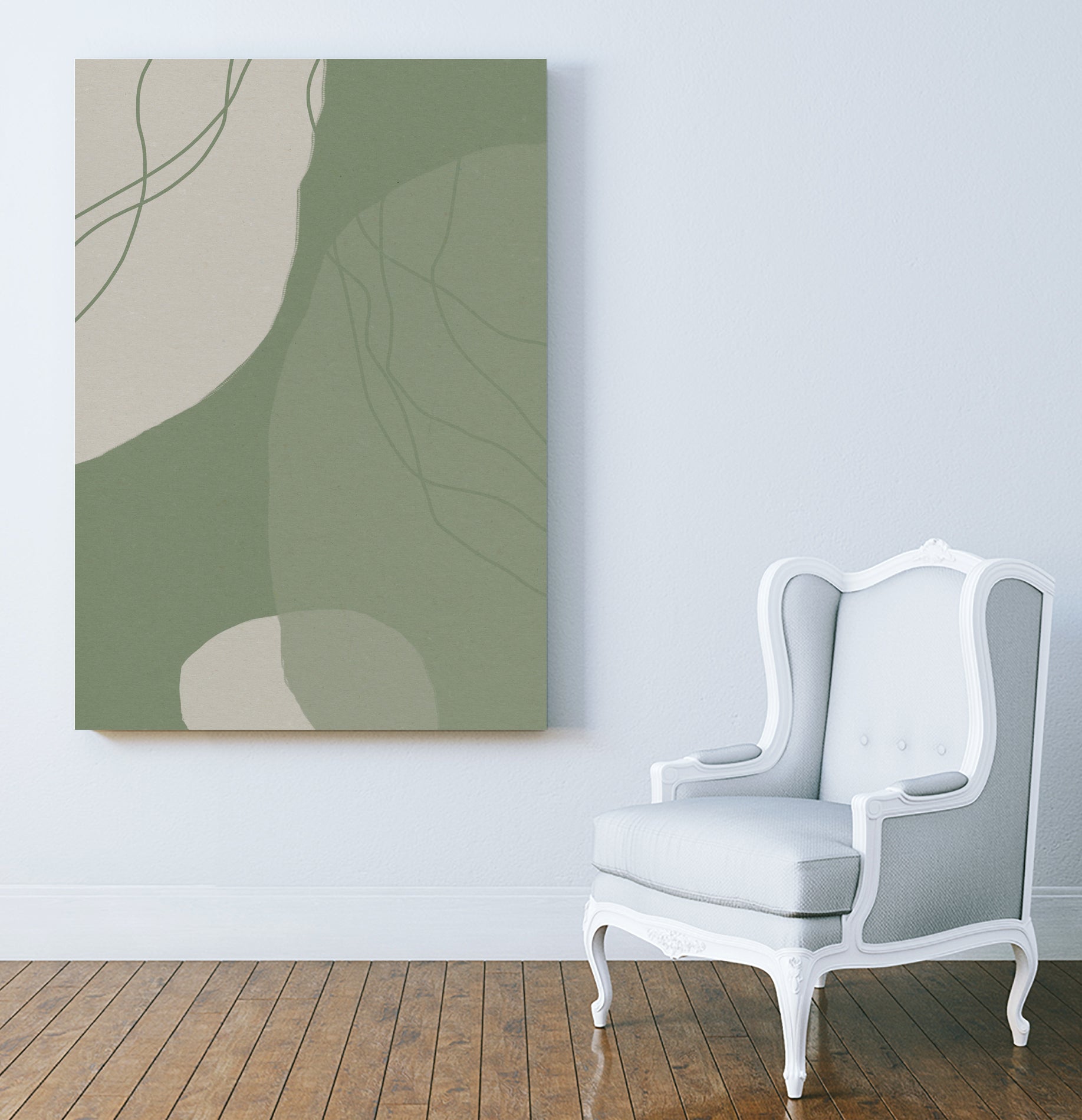 Modern Abstract Minimalist  Shapes In Sage and White  0008 by Dina Dankers on GIANT ART - abstract drawing