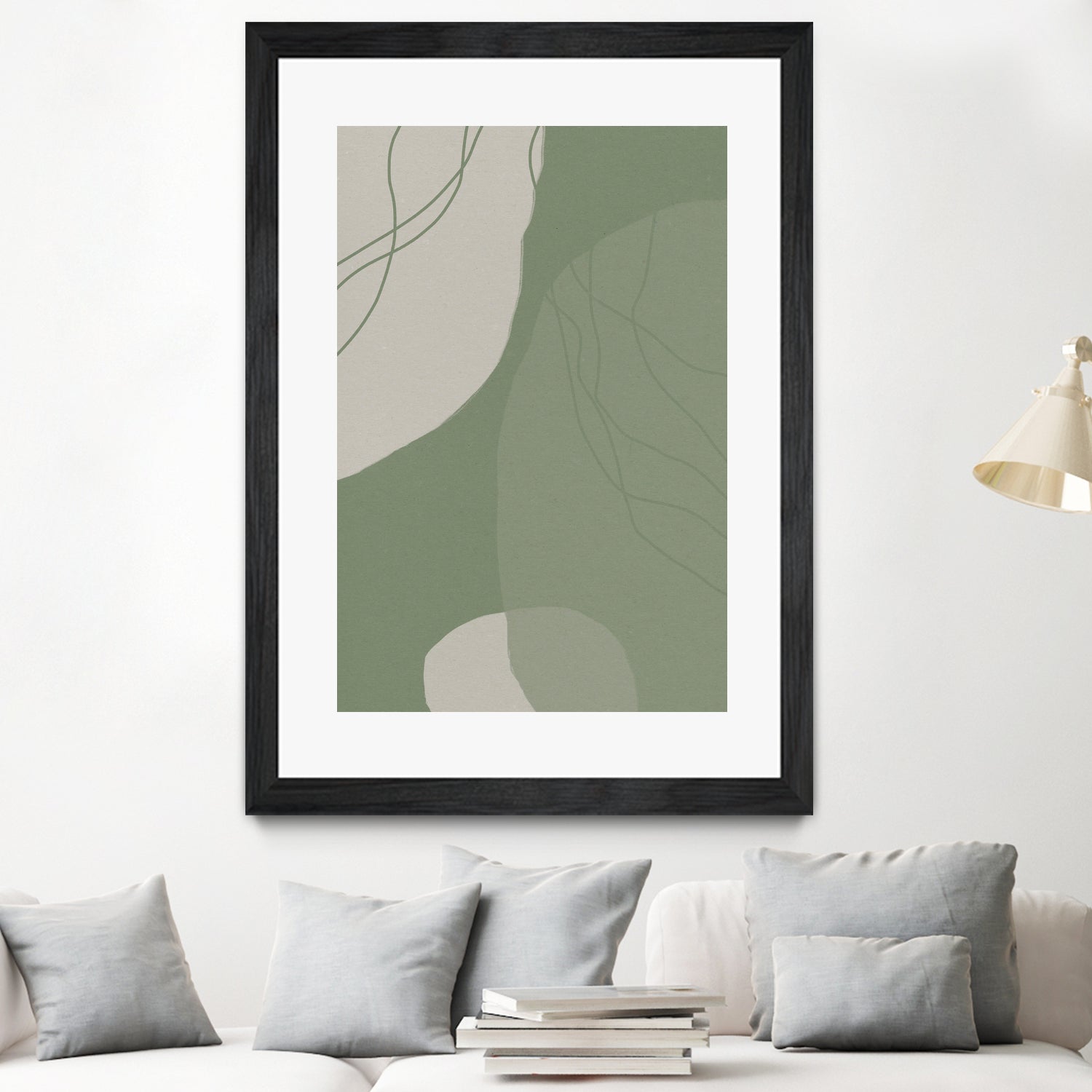 Modern Abstract Minimalist  Shapes In Sage and White  0008 by Dina Dankers on GIANT ART - abstract drawing