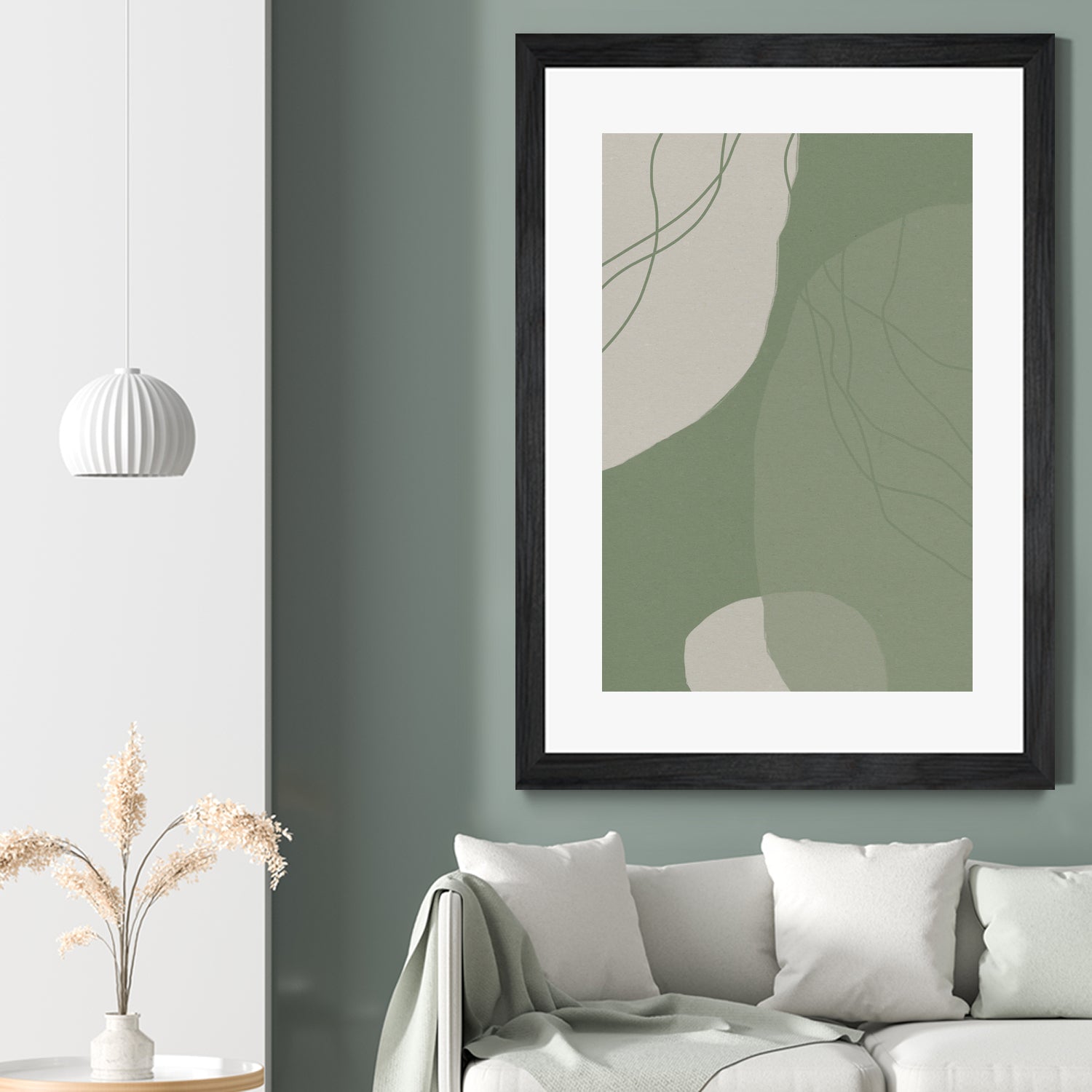 Modern Abstract Minimalist  Shapes In Sage and White  0008 by Dina Dankers on GIANT ART - abstract drawing