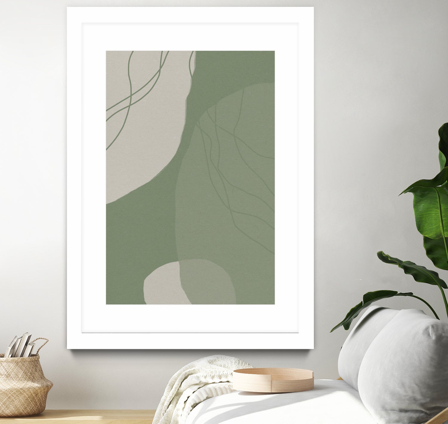 Modern Abstract Minimalist  Shapes In Sage and White  0008 by Dina Dankers on GIANT ART - abstract drawing