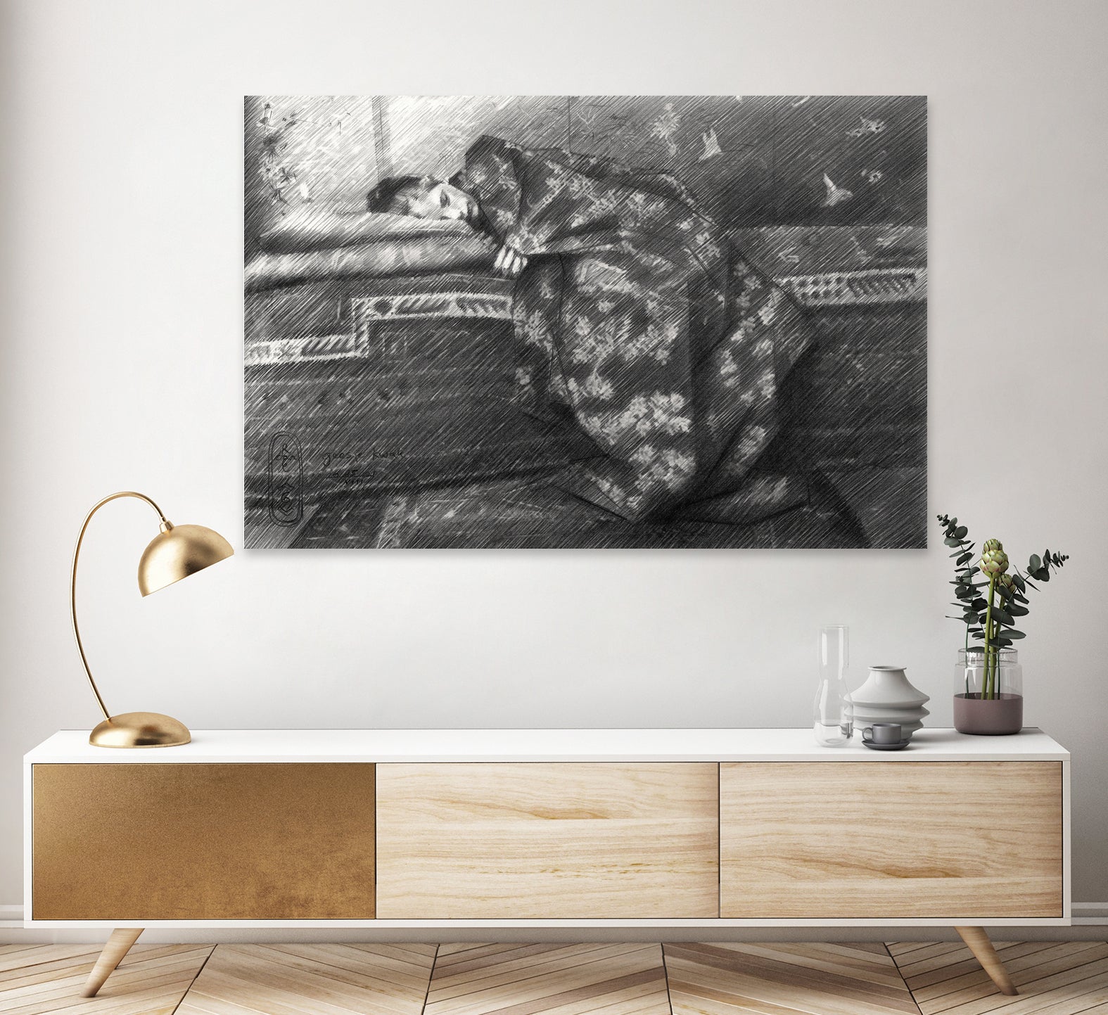 Geesje Kwak - 25-08-21 by Corne Akkers on GIANT ART - black figuative women sleeping