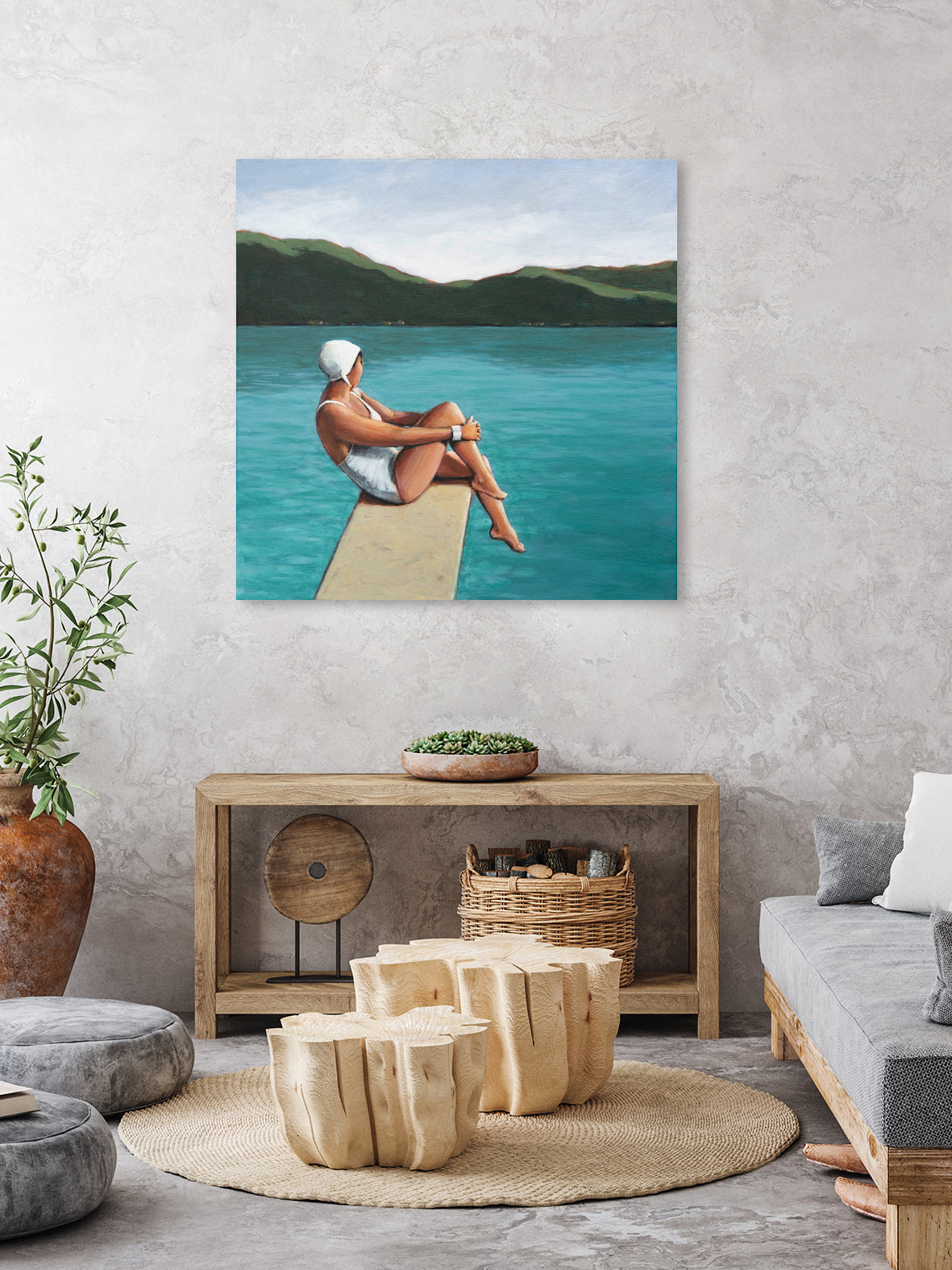Swimmer At Lake by Sarah Morrissette on GIANT ART - figurative diving board