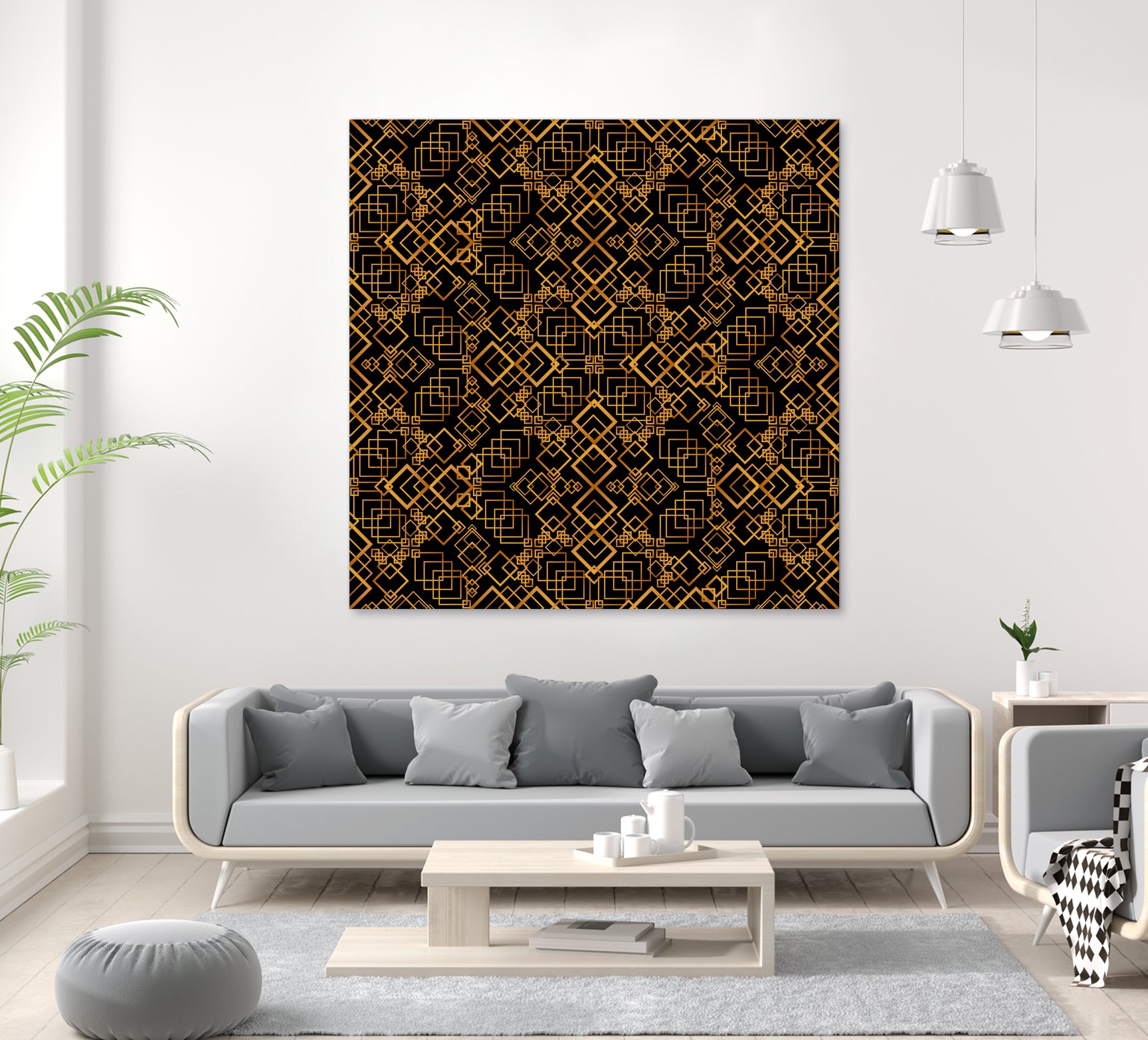 Golden Maze Pattern by Marika Barsrsind on GIANT ART - 8000 illustration