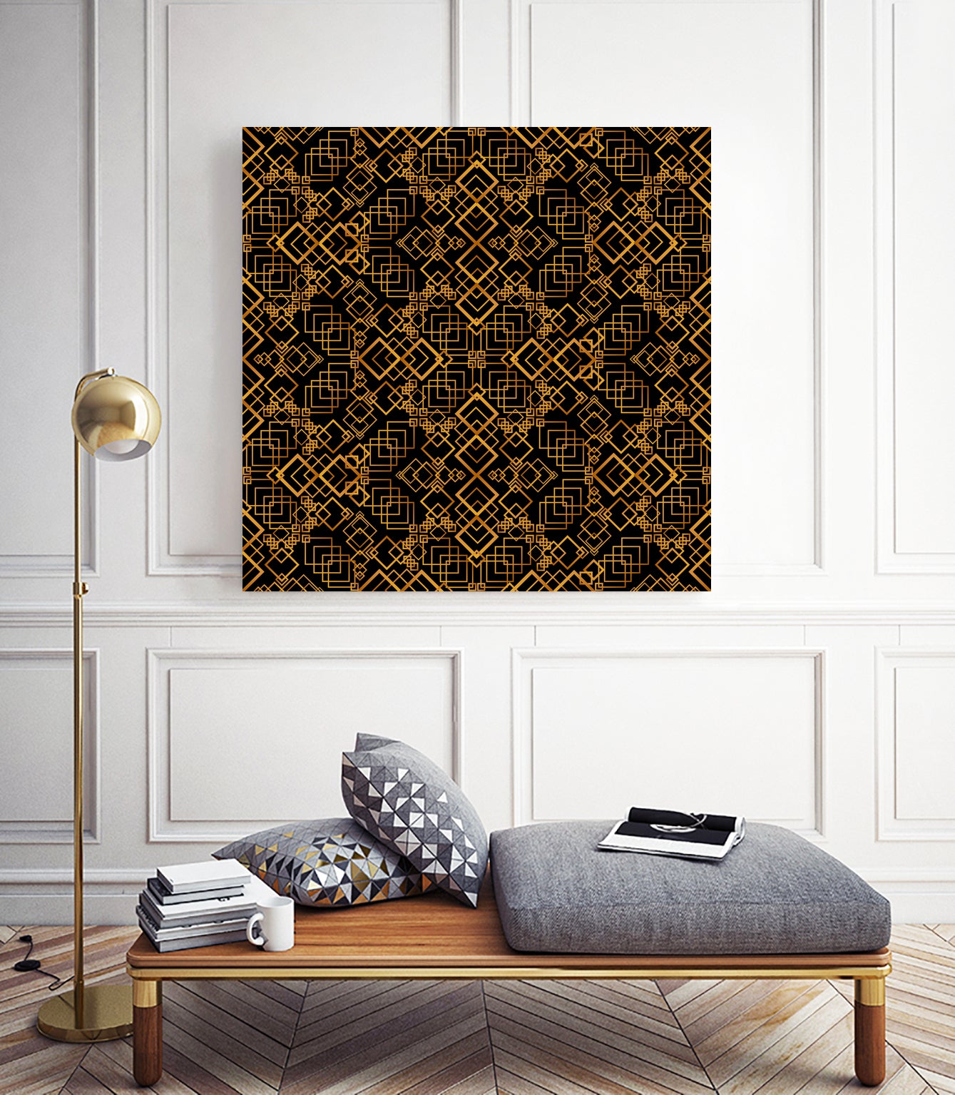 Golden Maze Pattern by Marika Barsrsind on GIANT ART - 8000 illustration