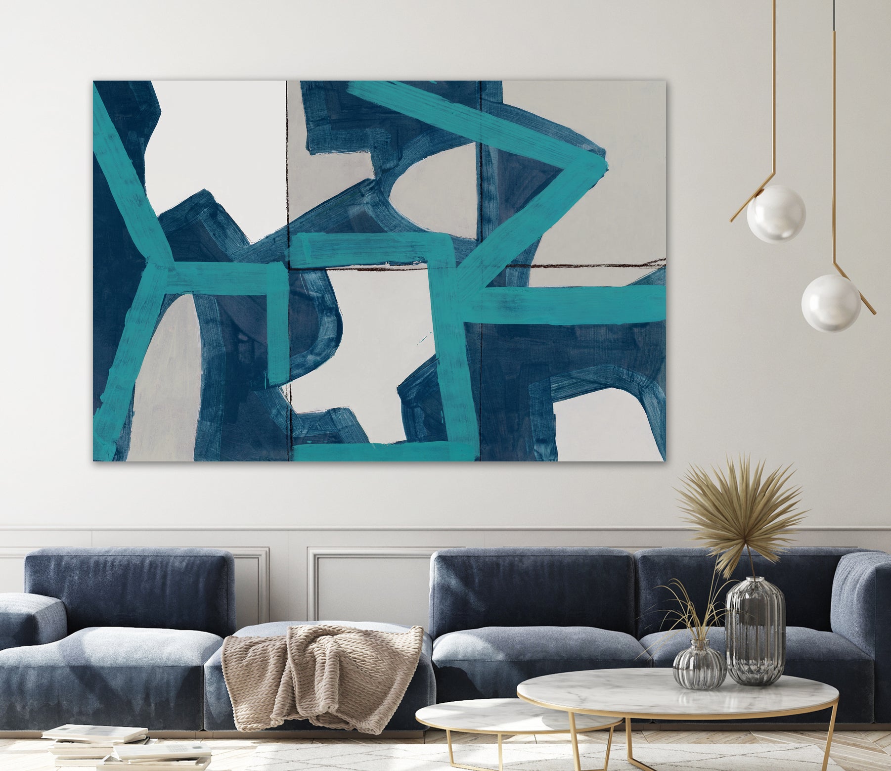 Metric Blue Abstract Art Print by cartissi on GIANT ART - abstract painting