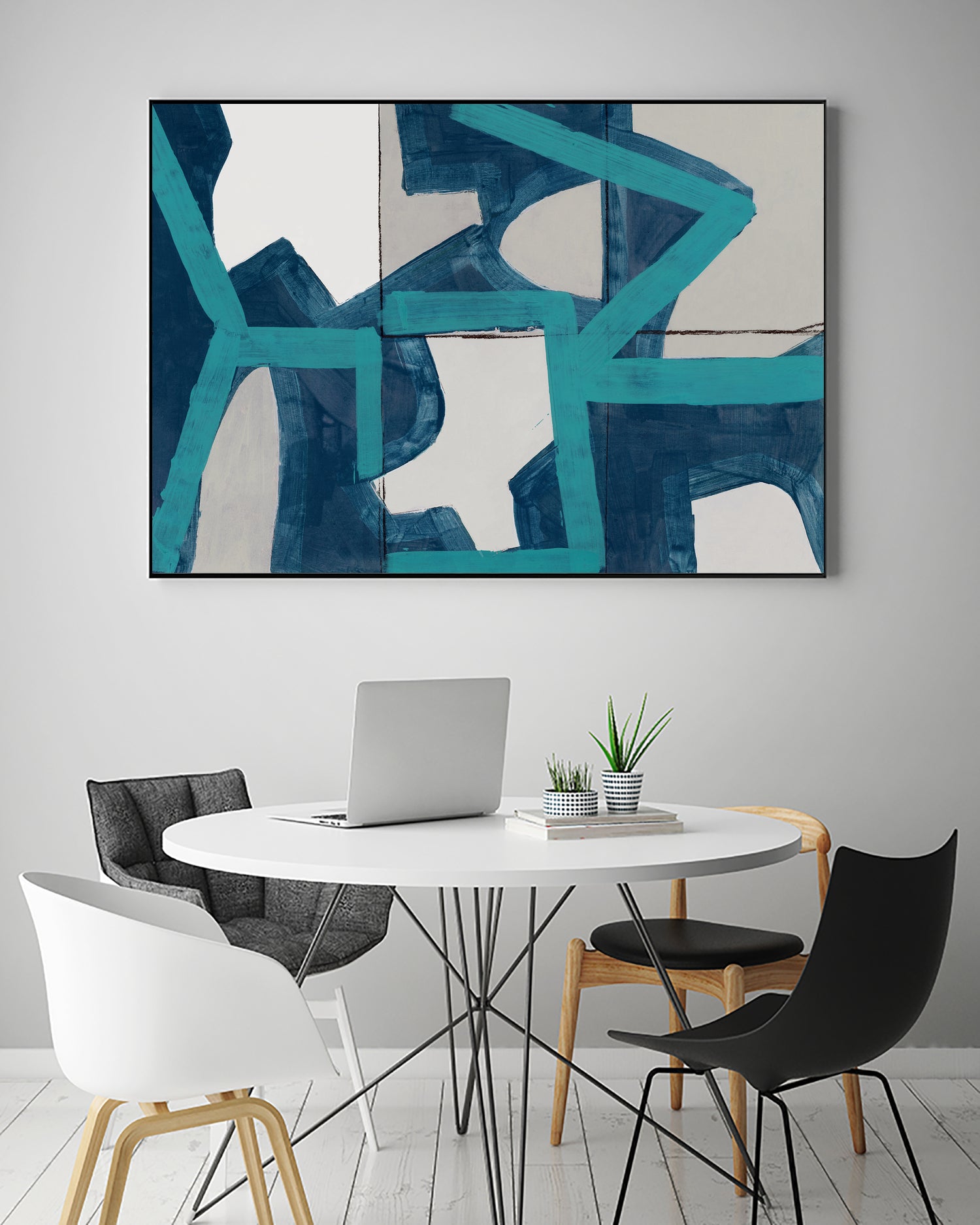 Metric Blue Abstract Art Print by cartissi on GIANT ART - abstract painting