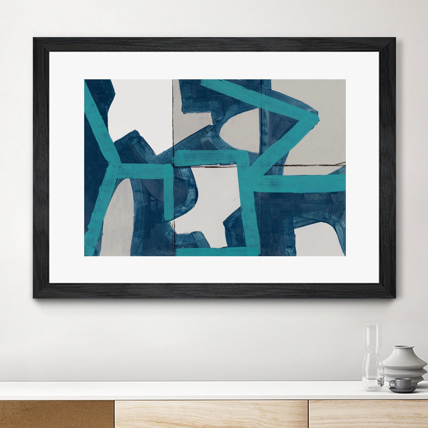 Metric Blue Abstract Art Print by cartissi on GIANT ART - abstract painting