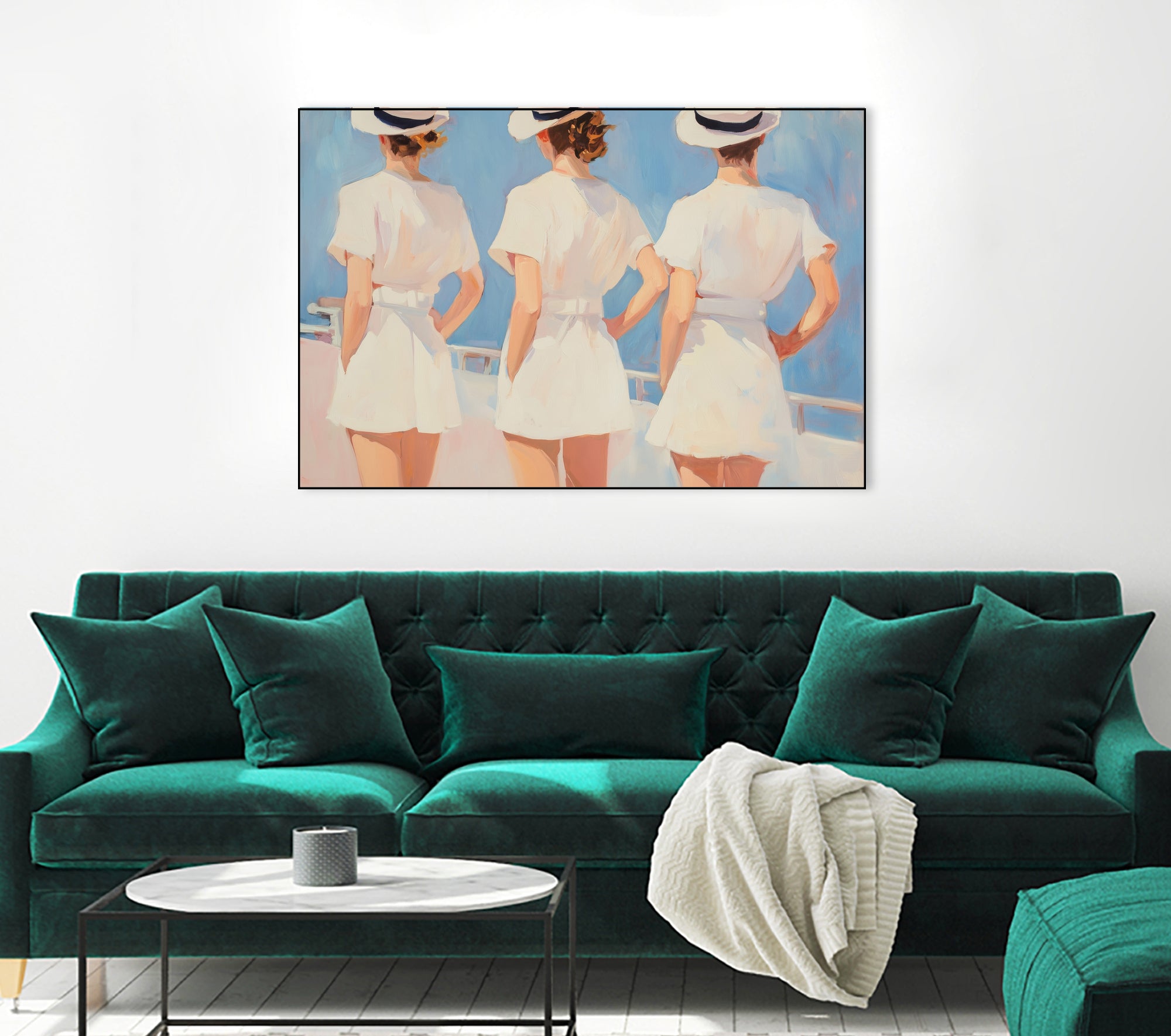 Retro Three Sailors by Melloi Art Prints on GIANT ART - woman paintings woman