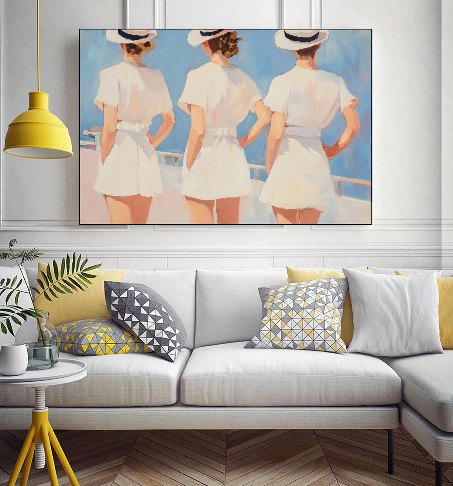 Retro Three Sailors by Melloi Art Prints on GIANT ART - woman paintings woman