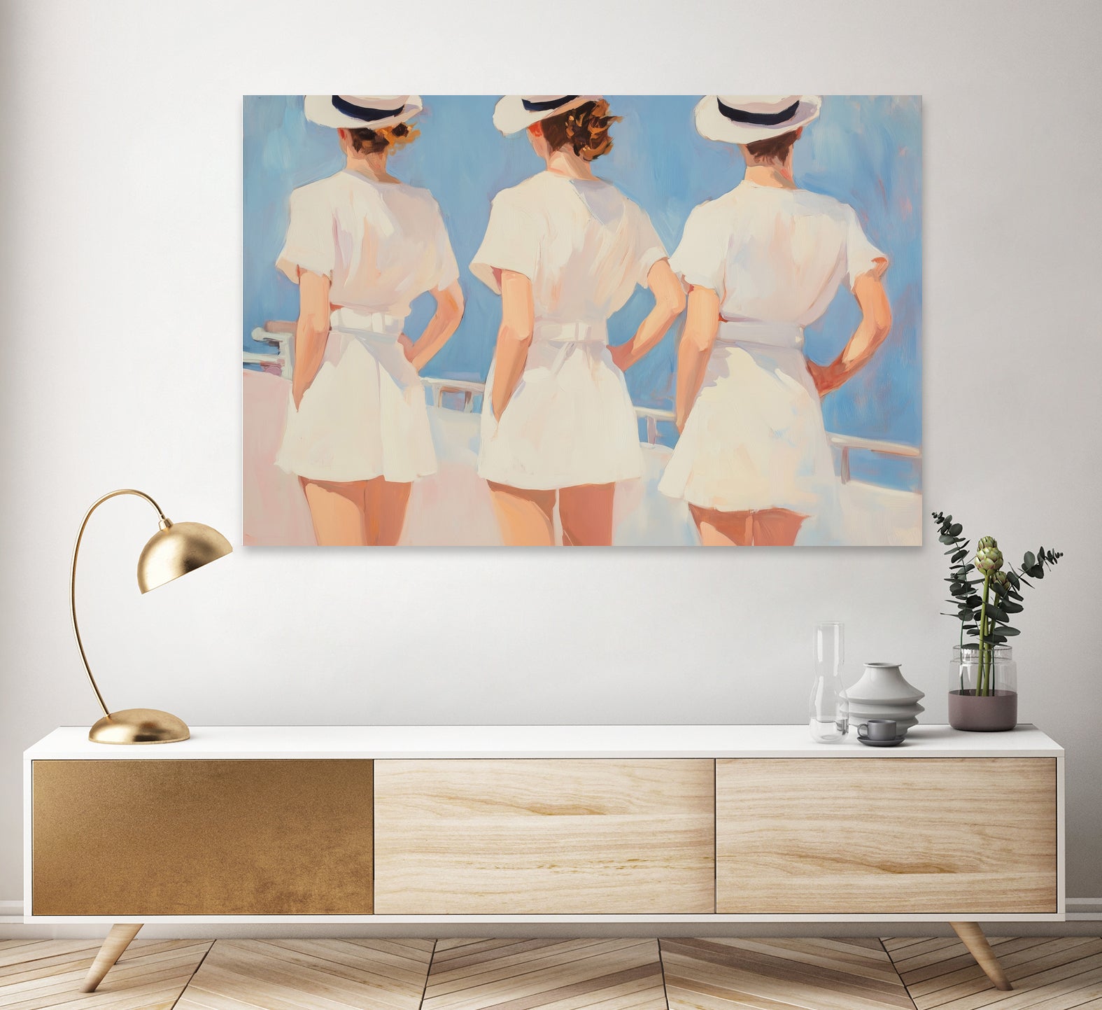 Retro Three Sailors by Melloi Art Prints on GIANT ART - woman paintings woman