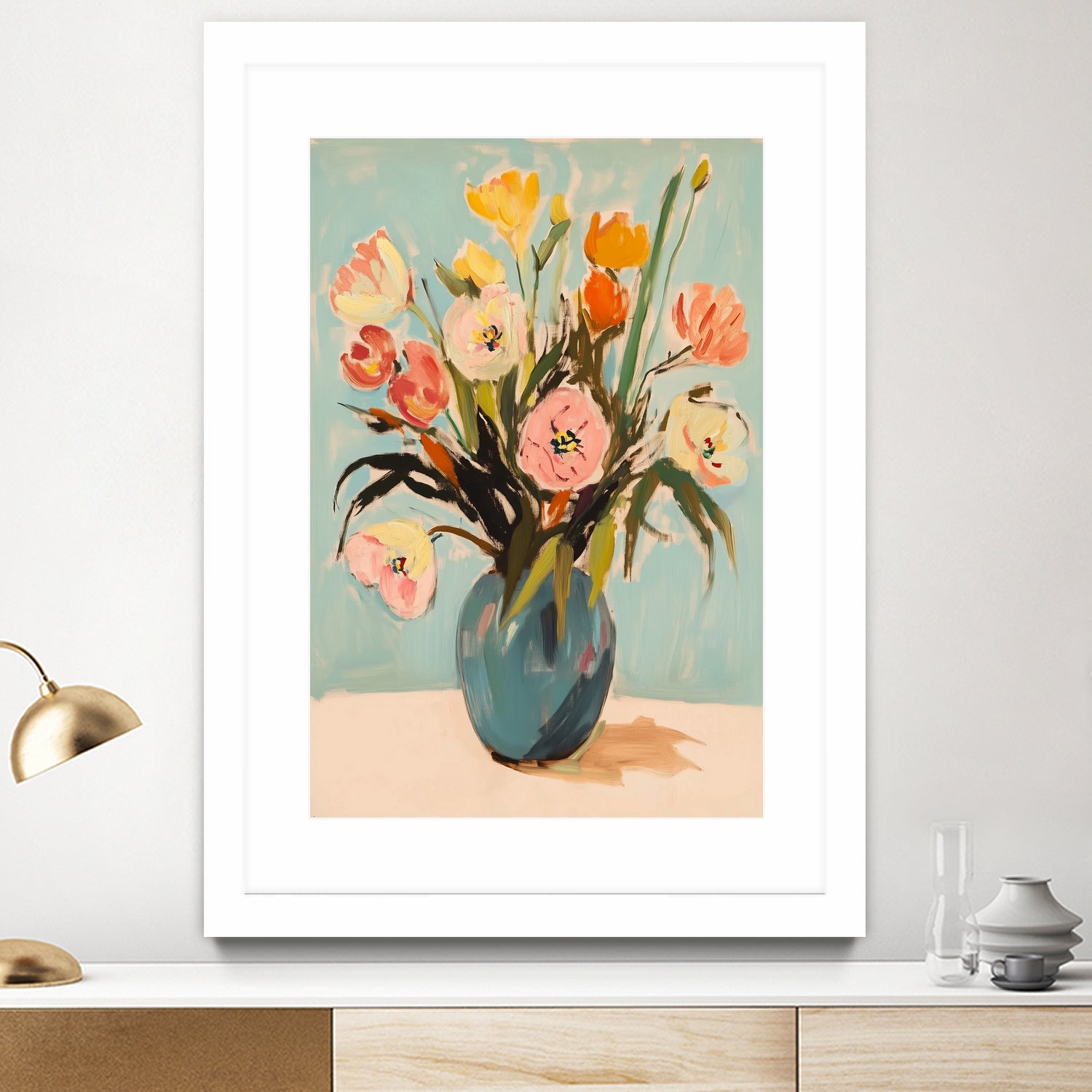Colorful Flowers in Vase by Melloi Art Prints on GIANT ART - flowers and plants colorful