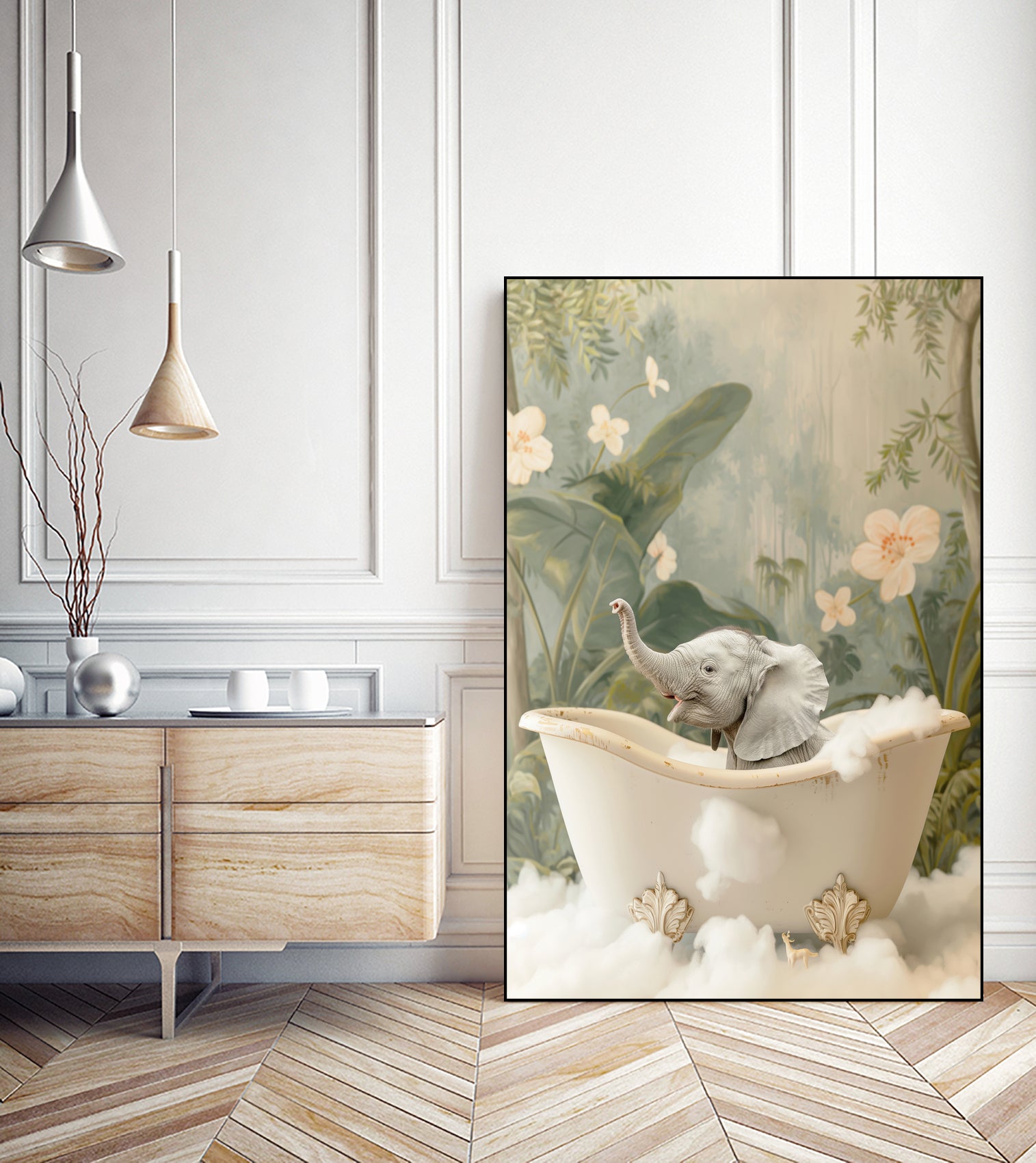 Elephant Bath Joy by Niky Rahner on GIANT ART - animals rahner