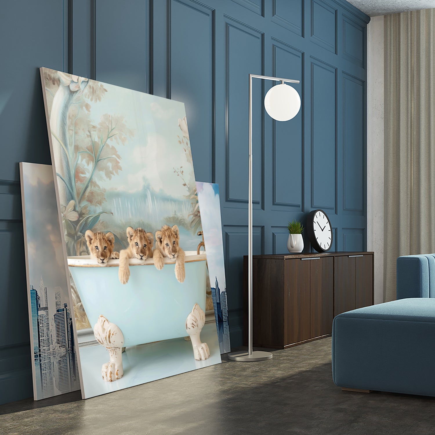 Blue Lagoon Lion Cubs by Niky Rahner on GIANT ART - animals rahner