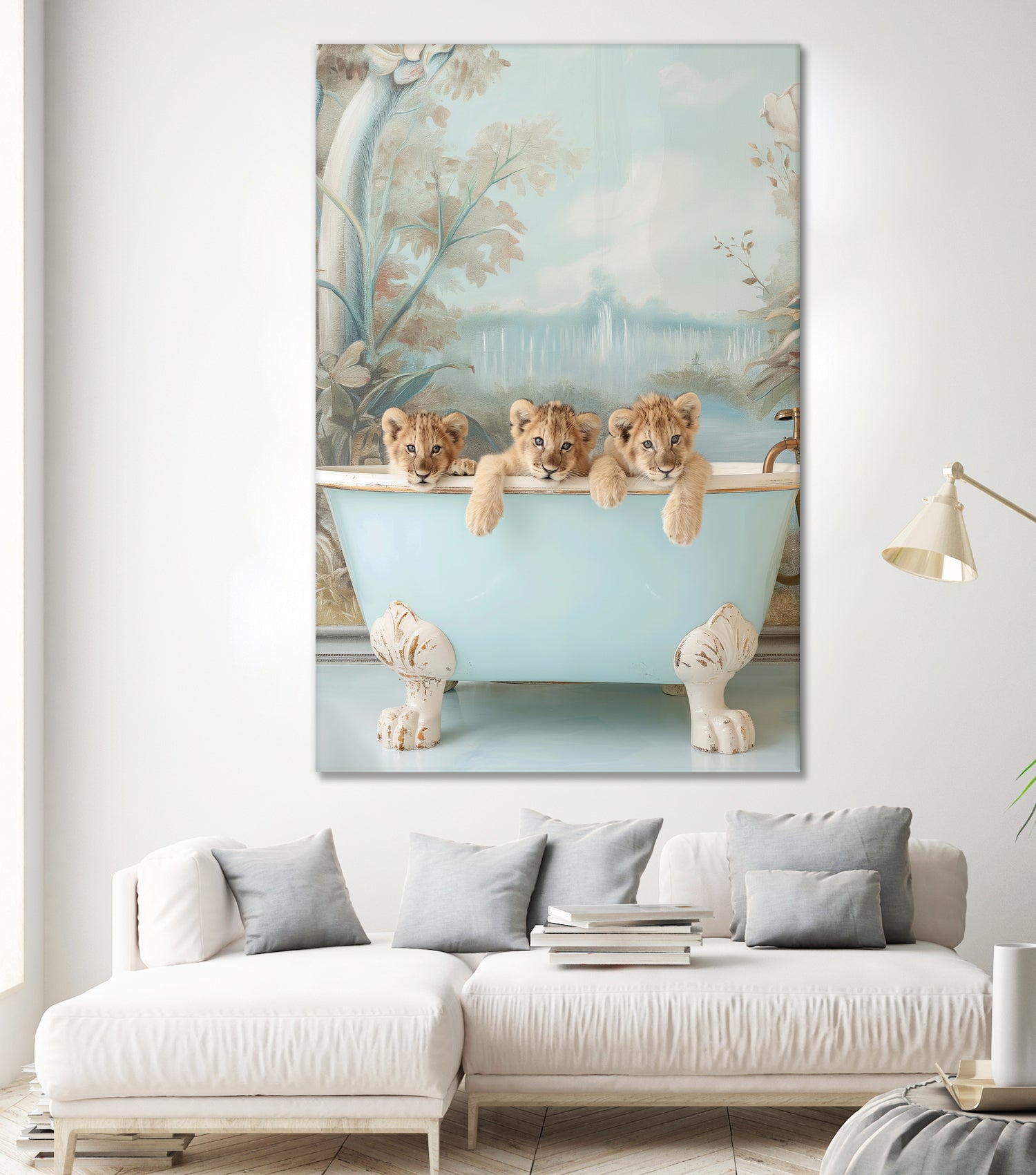 Blue Lagoon Lion Cubs by Niky Rahner on GIANT ART - animals rahner
