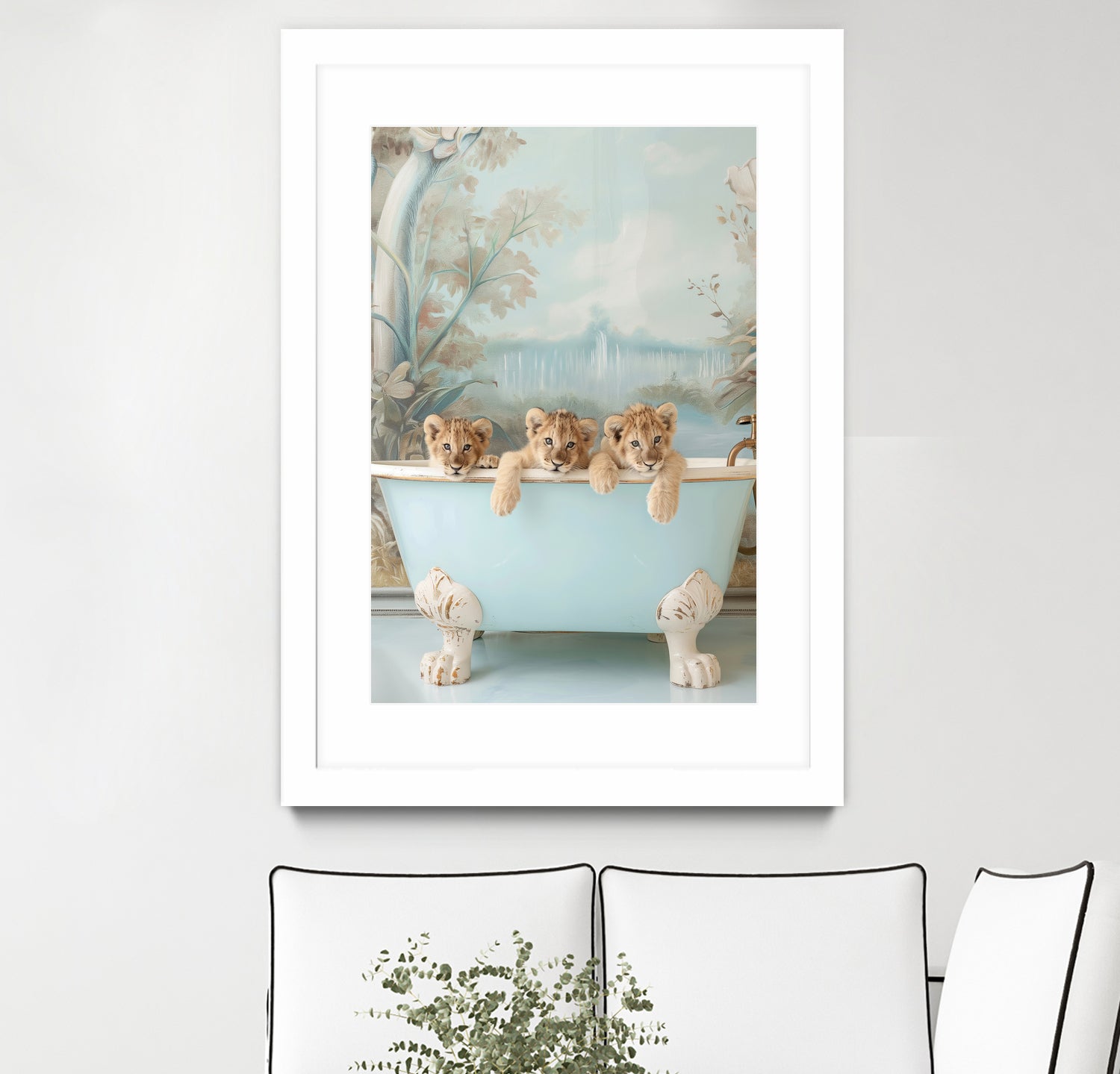 Blue Lagoon Lion Cubs by Niky Rahner on GIANT ART - animals rahner