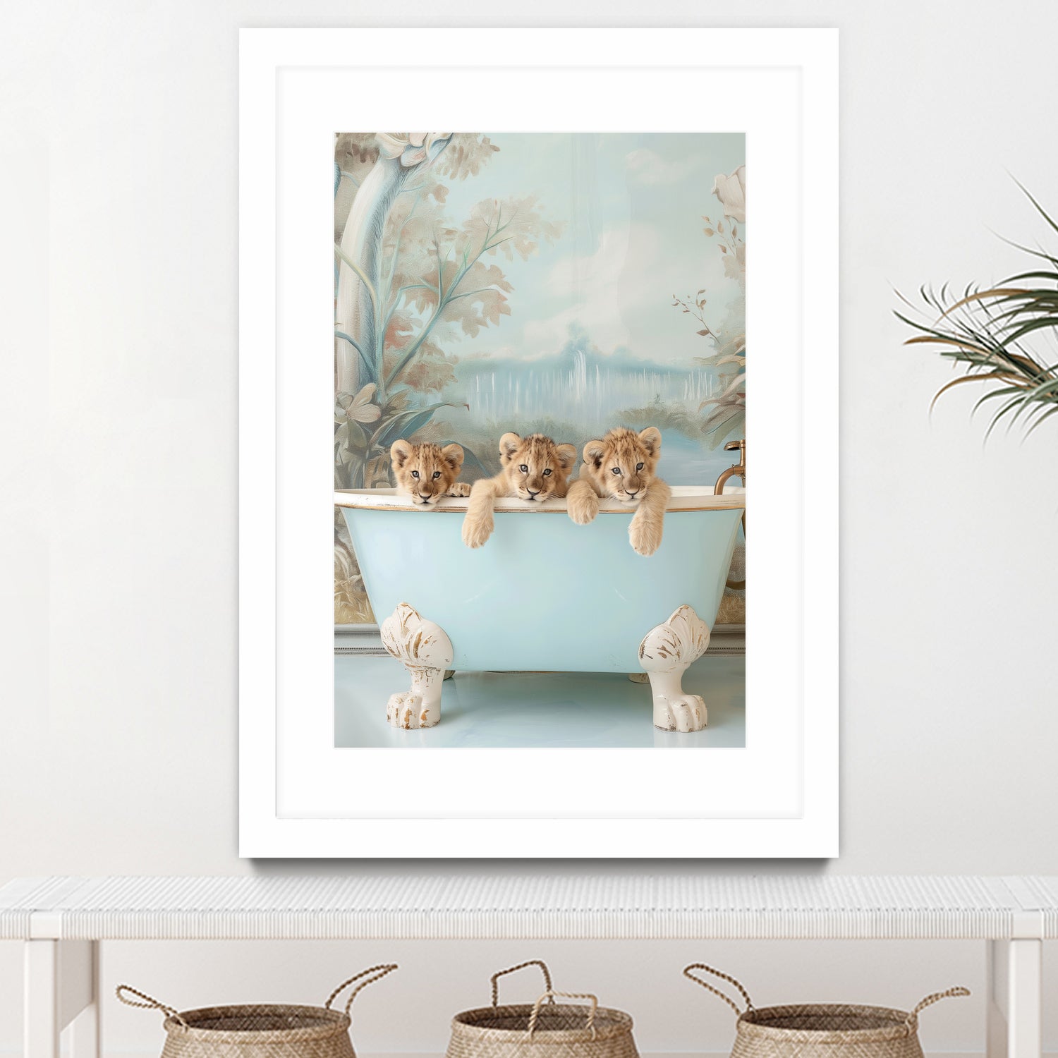 Blue Lagoon Lion Cubs by Niky Rahner on GIANT ART - animals rahner