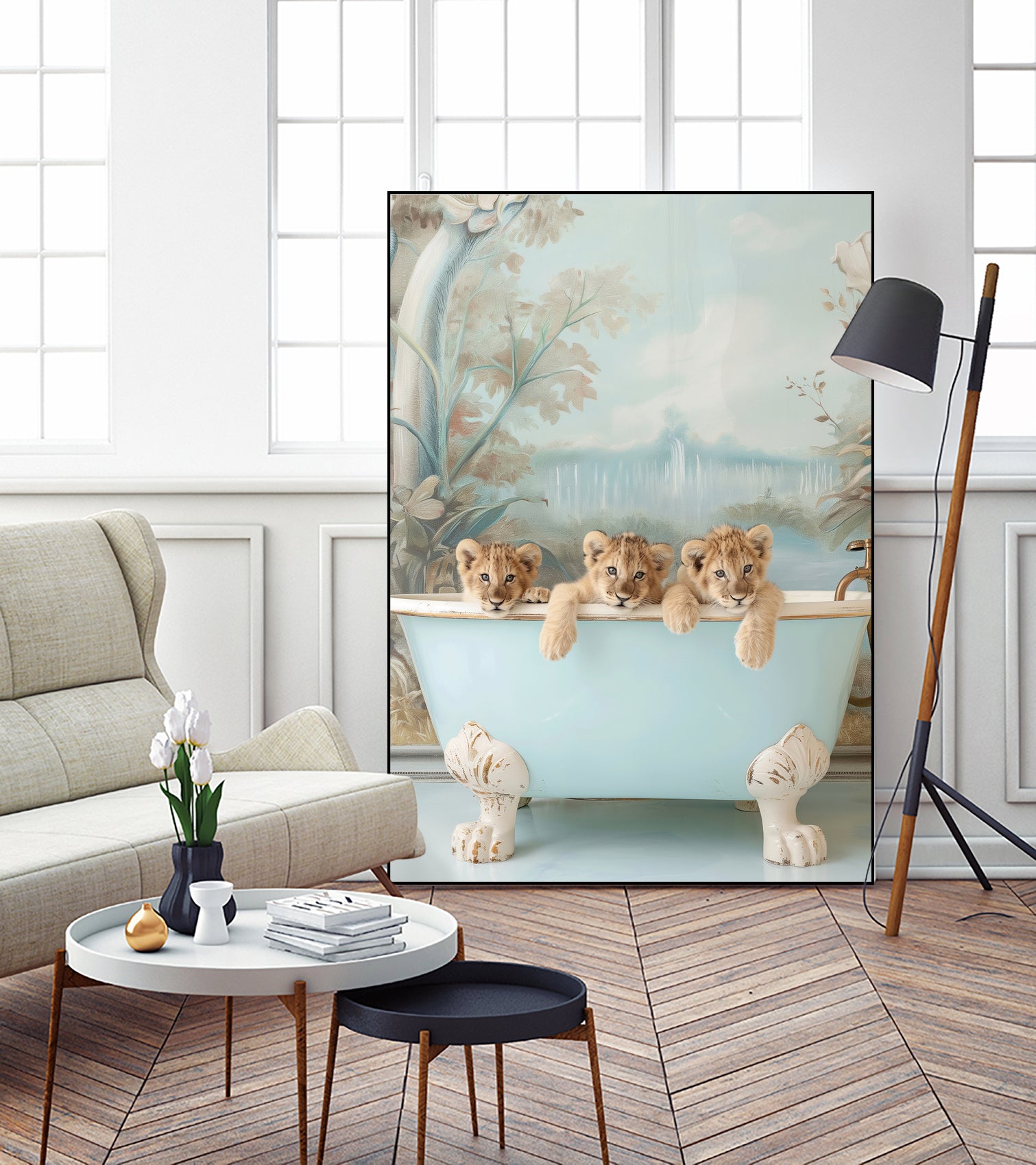 Blue Lagoon Lion Cubs by Niky Rahner on GIANT ART - animals rahner