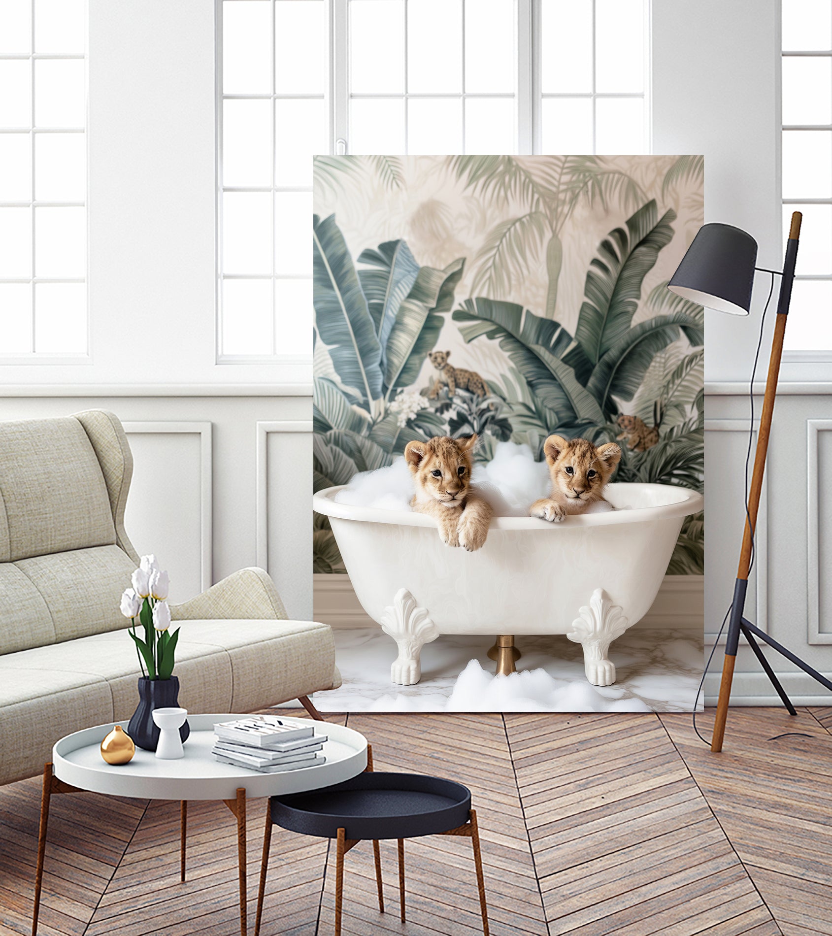 Tropical Lion Bath by Niky Rahner on GIANT ART - animals rahner