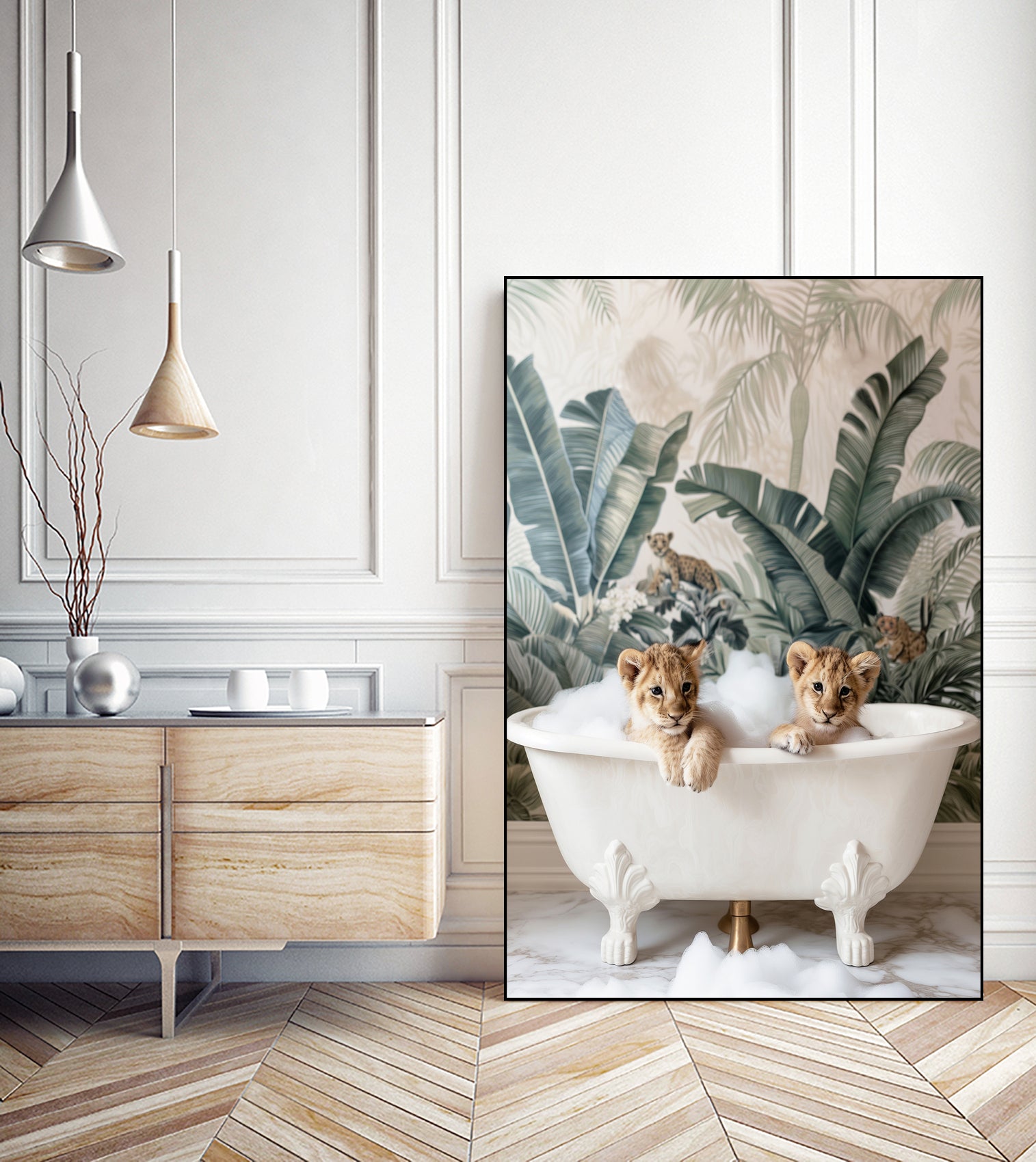 Tropical Lion Bath by Niky Rahner on GIANT ART - animals rahner