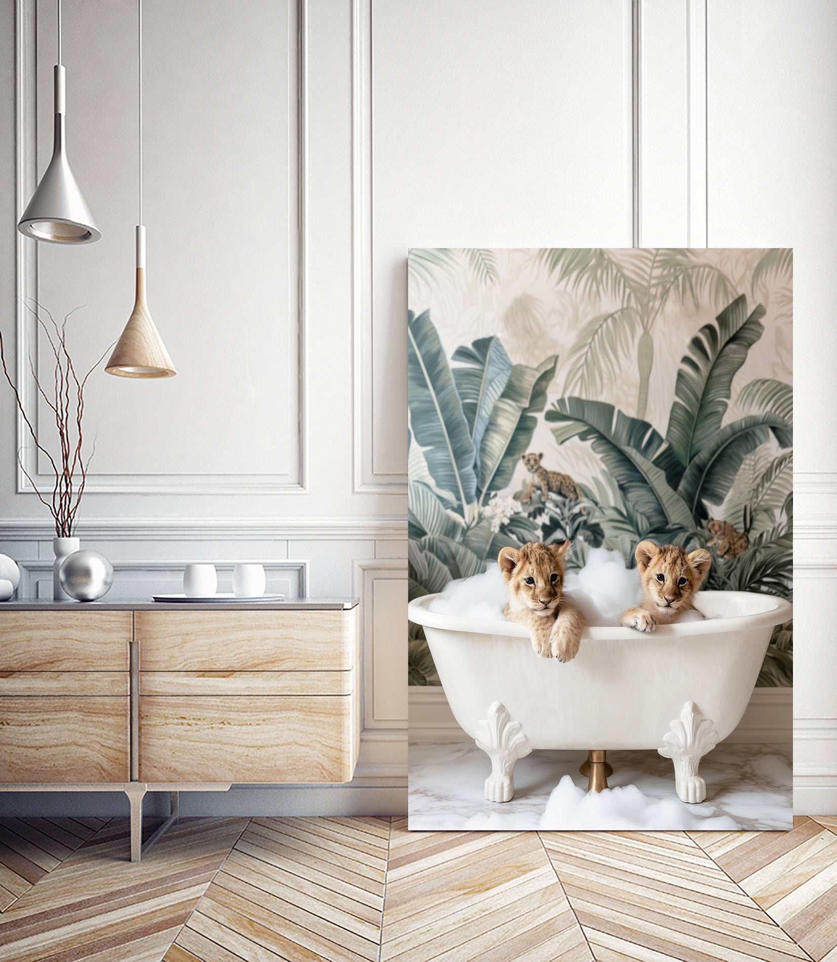 Tropical Lion Bath by Niky Rahner on GIANT ART - animals rahner