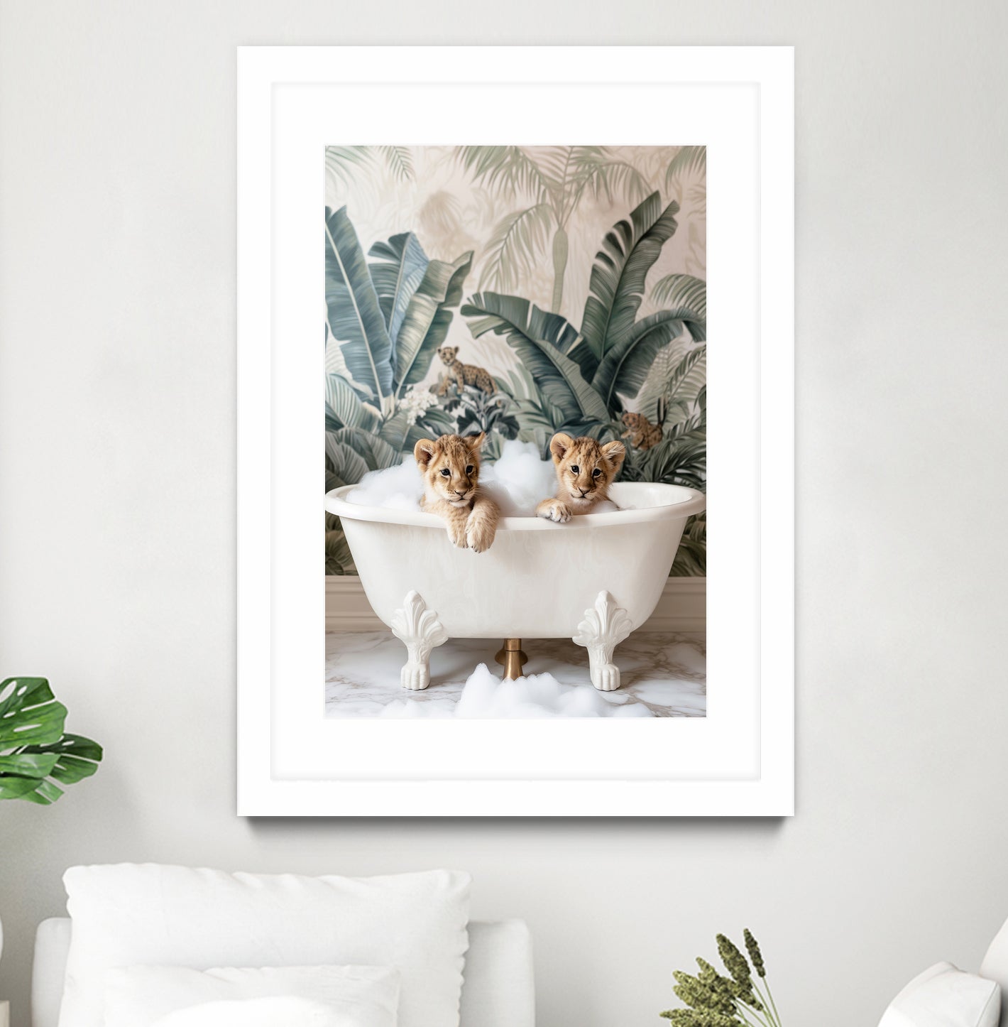 Tropical Lion Bath by Niky Rahner on GIANT ART - animals rahner