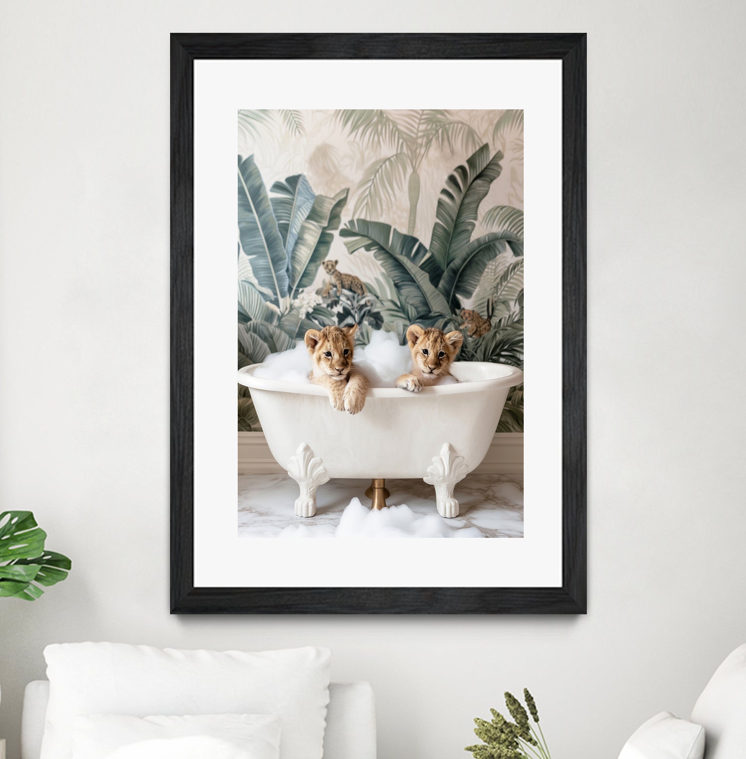 Tropical Lion Bath by Niky Rahner on GIANT ART - animals rahner