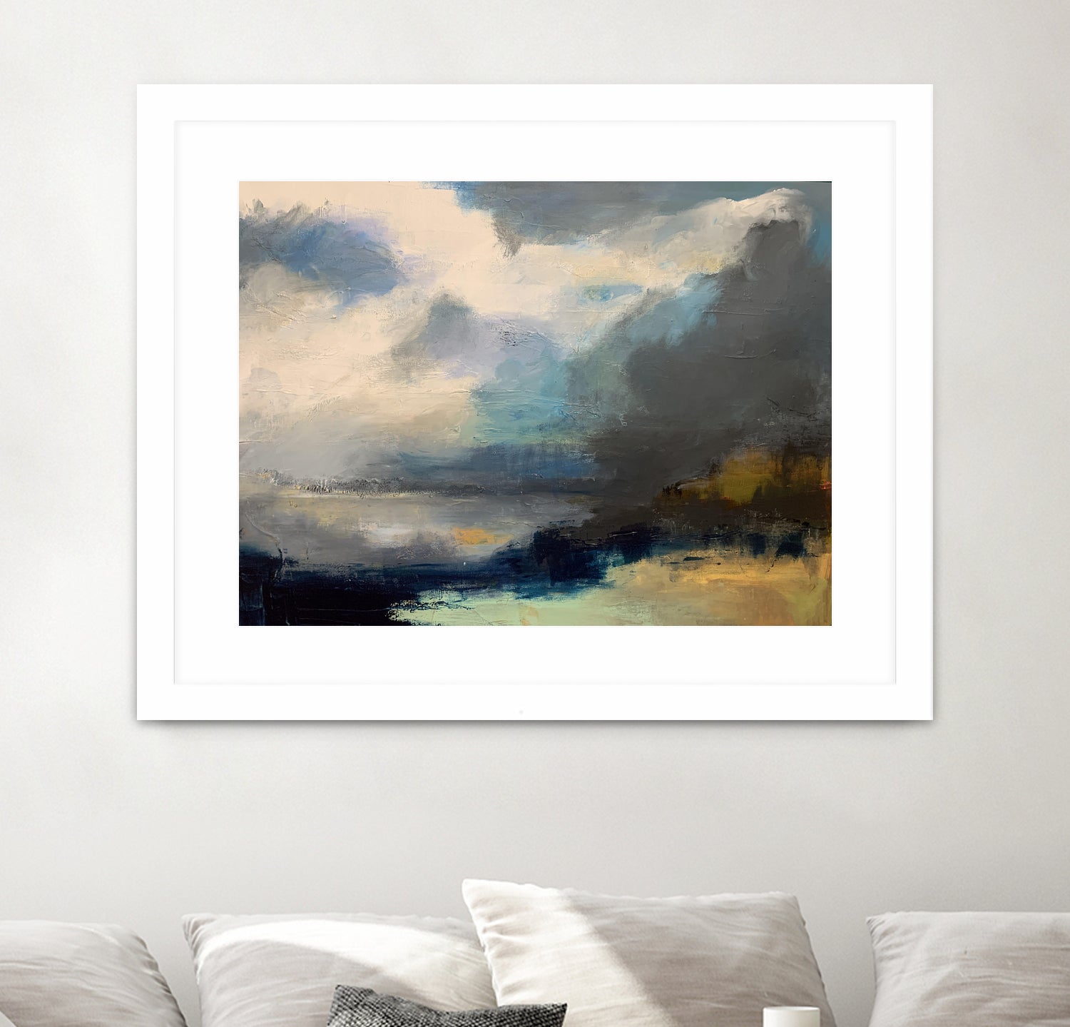 Dramatic Cloudy Sky Over a Serene Seascape by Anna-Karin Bergius on GIANT ART - abstract landscape painting nature and landscapes abstract landscape painting