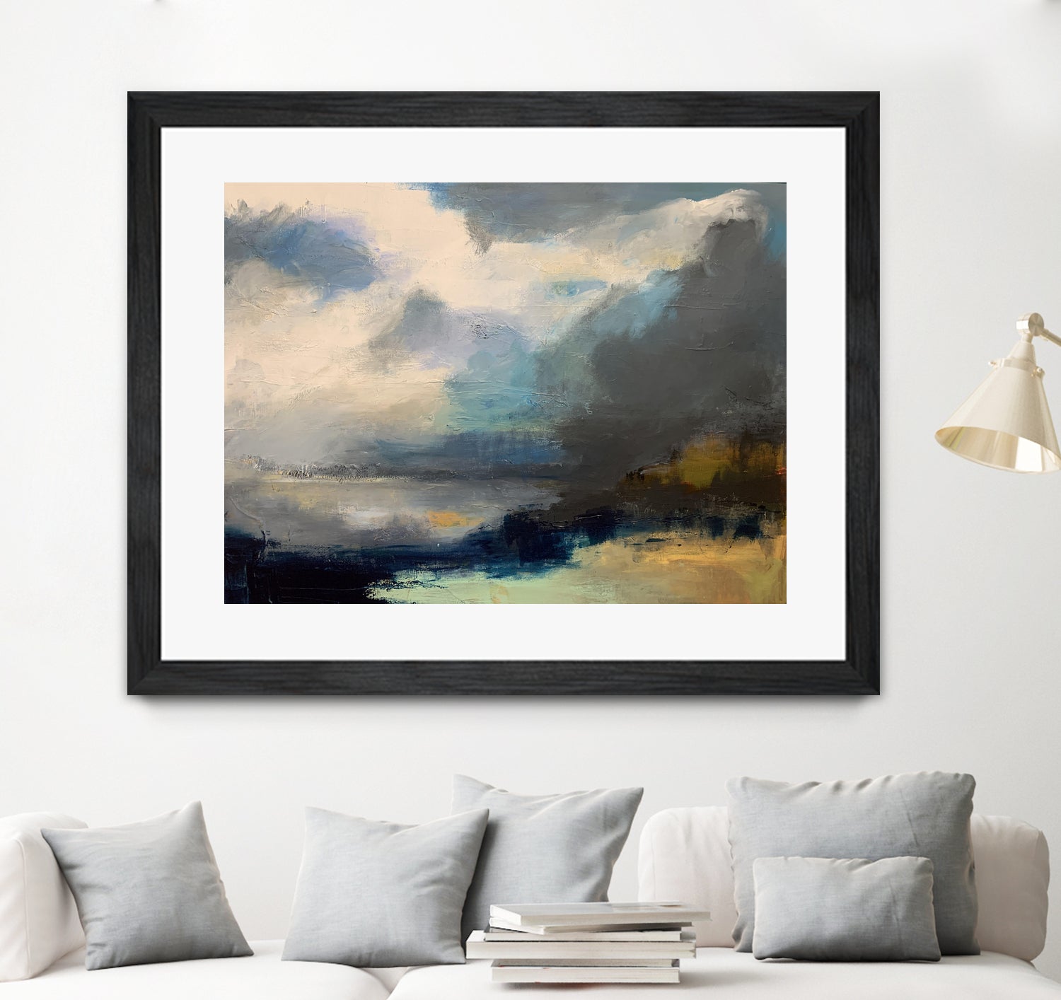 Dramatic Cloudy Sky Over a Serene Seascape by Anna-Karin Bergius on GIANT ART - abstract landscape painting nature and landscapes abstract landscape painting