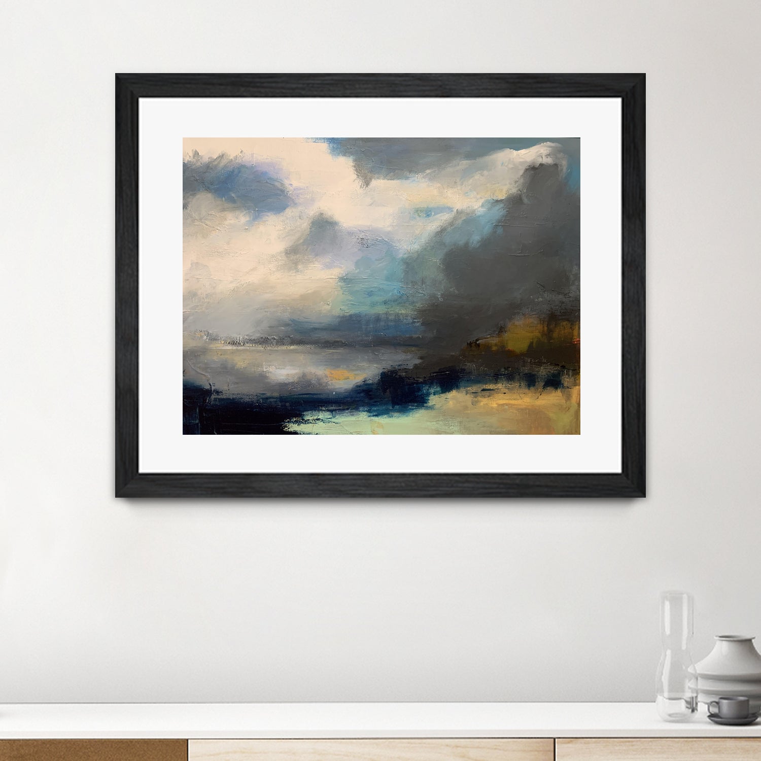 Dramatic Cloudy Sky Over a Serene Seascape by Anna-Karin Bergius on GIANT ART - abstract landscape painting nature and landscapes abstract landscape painting