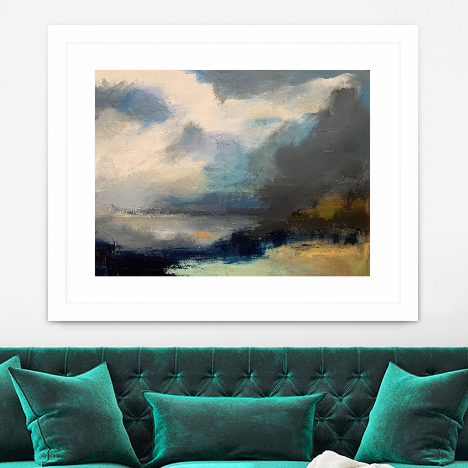Dramatic Cloudy Sky Over a Serene Seascape by Anna-Karin Bergius on GIANT ART - abstract landscape painting nature and landscapes abstract landscape painting