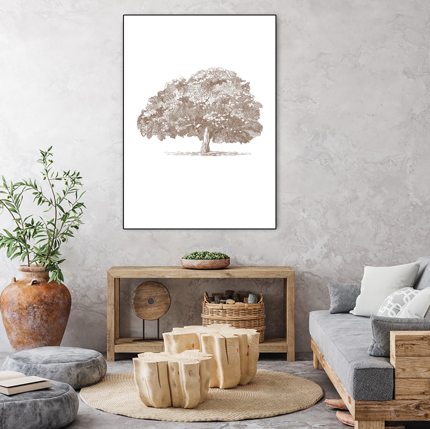 Big Tree in Brown Sepia by Katie Oa#039;Shea on GIANT ART - 2550 illustration