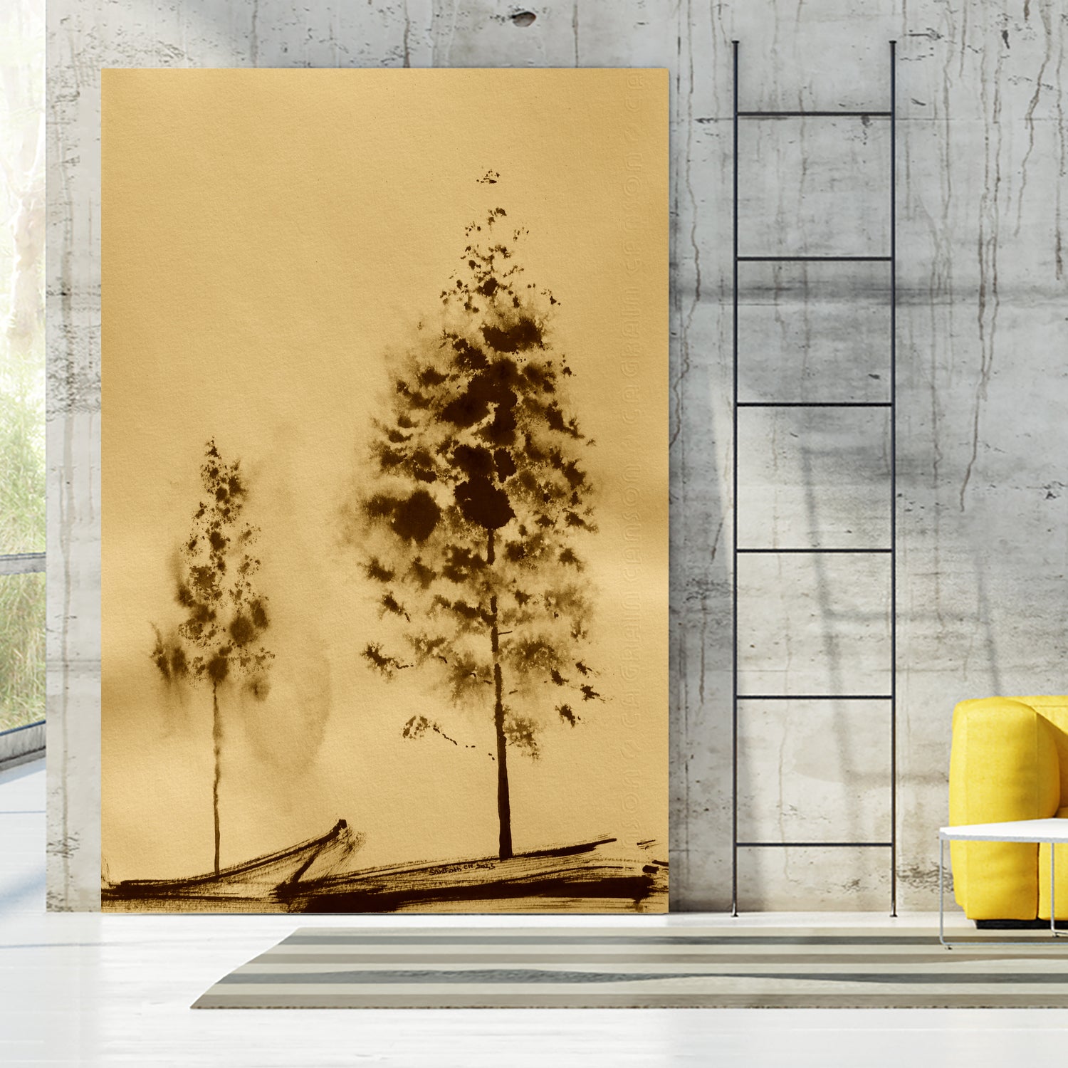 Two Trees Capturing Simplicity And Nature by Santhosh ch on GIANT ART - 14071 illustration