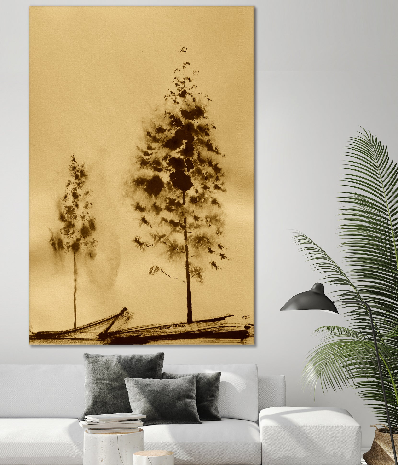 Two Trees Capturing Simplicity And Nature by Santhosh ch on GIANT ART - 14071 illustration