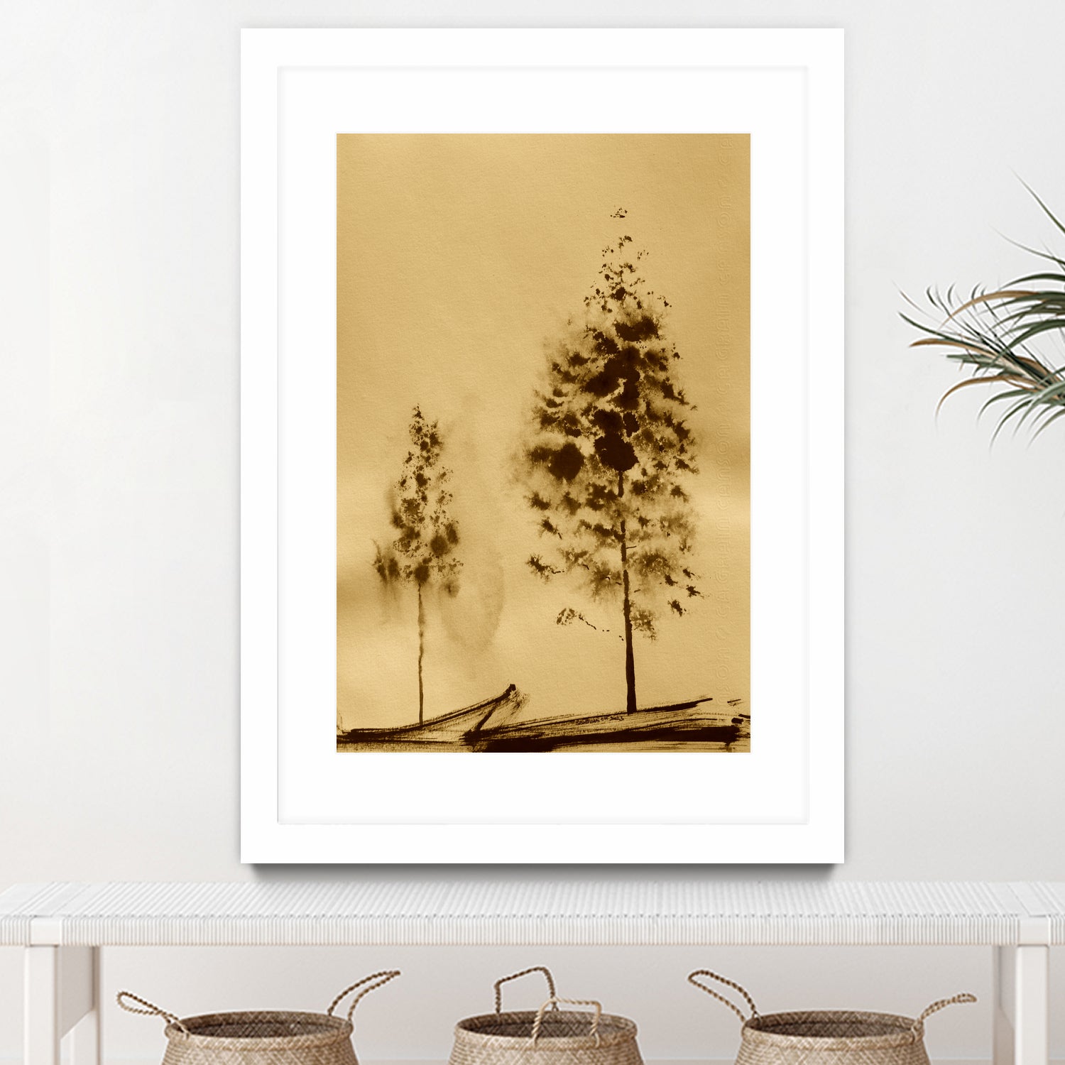 Two Trees Capturing Simplicity And Nature by Santhosh ch on GIANT ART - 14071 illustration